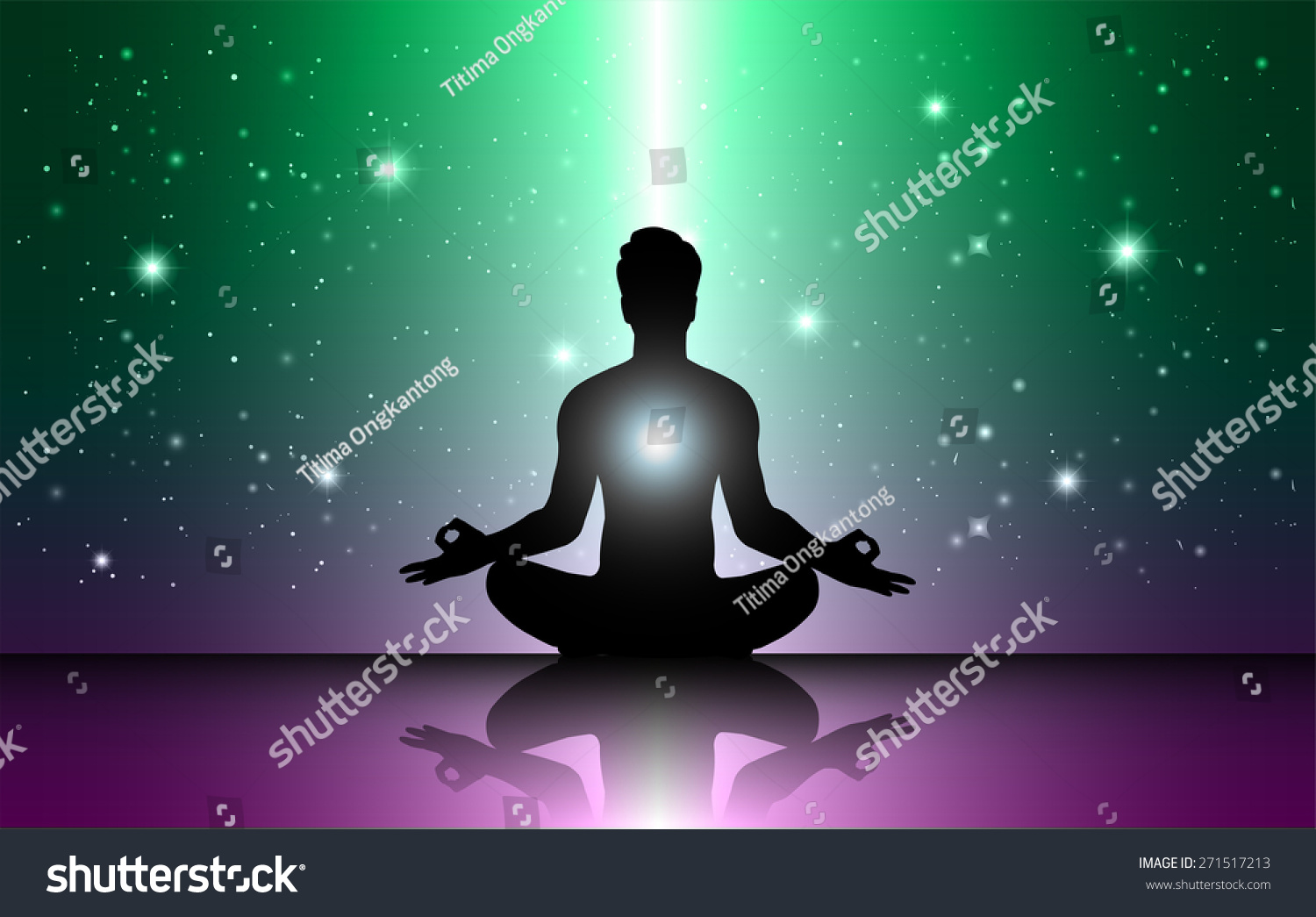 Man Meditation Dark Green Purple Sparkling Stock Vector (Royalty Free ...