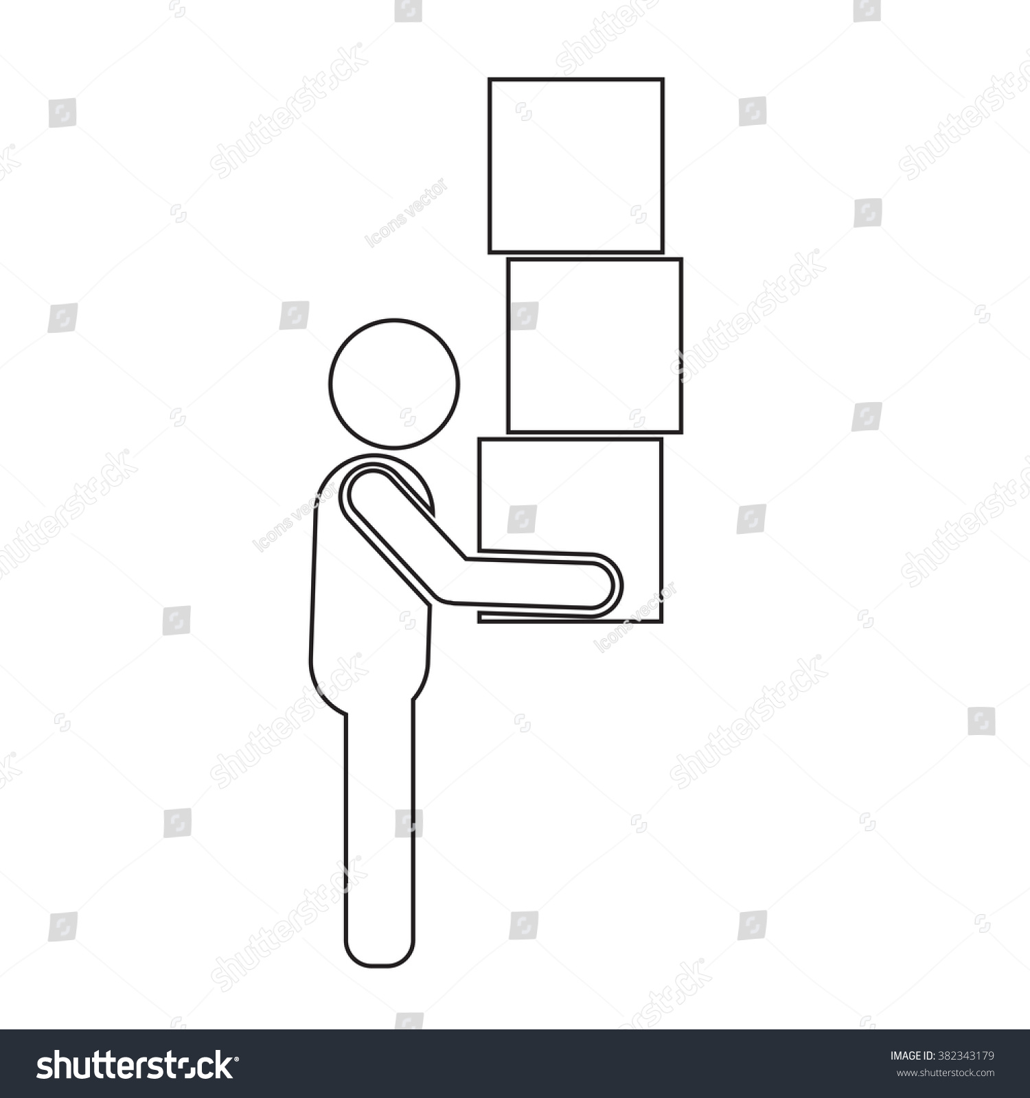 Man Moving Box Pictogram Icon Illustration Stock Vector (Royalty Free ...