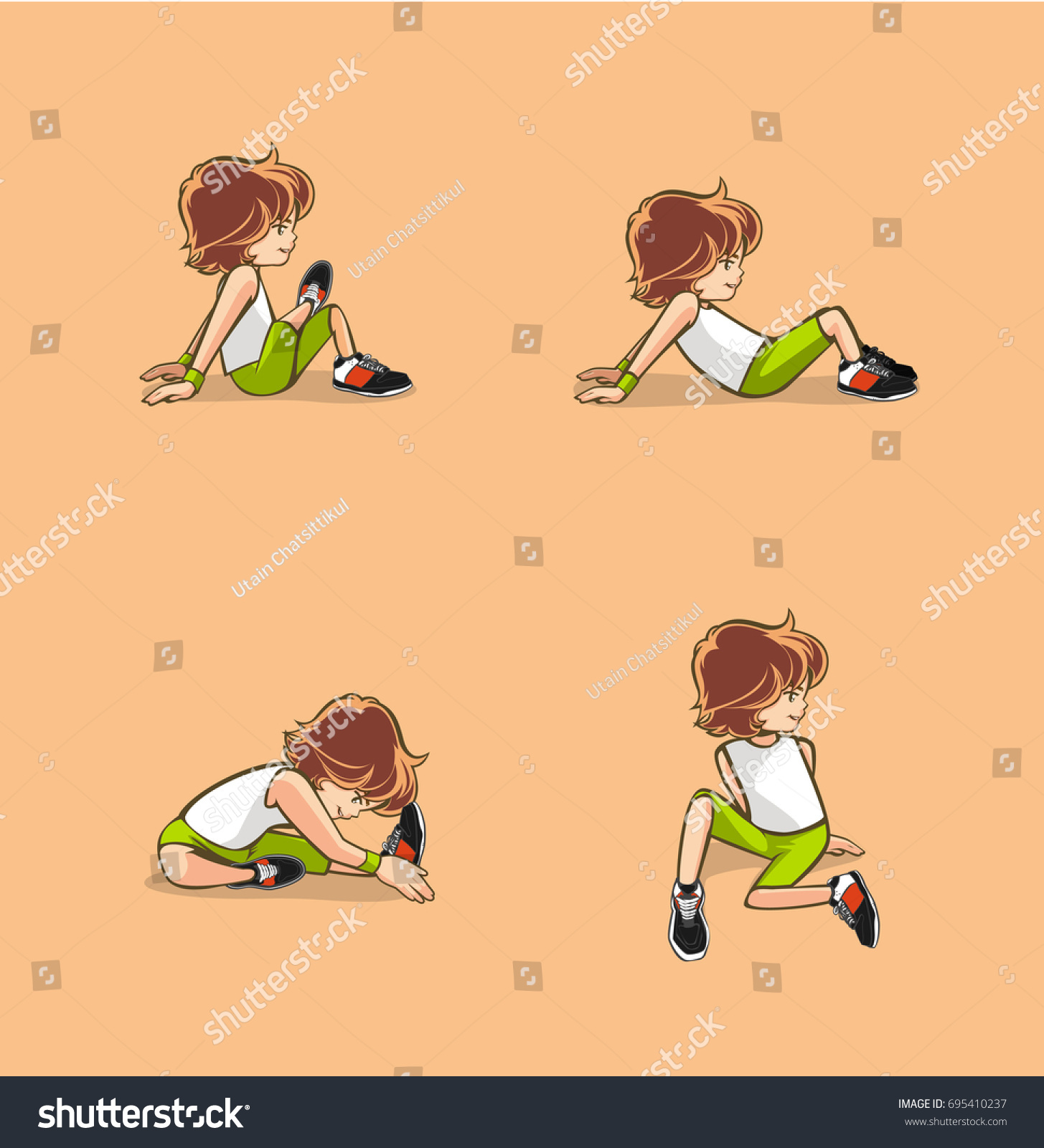 Man Kid Basic Sitting Warm Exercise Stock Vector Royalty Free