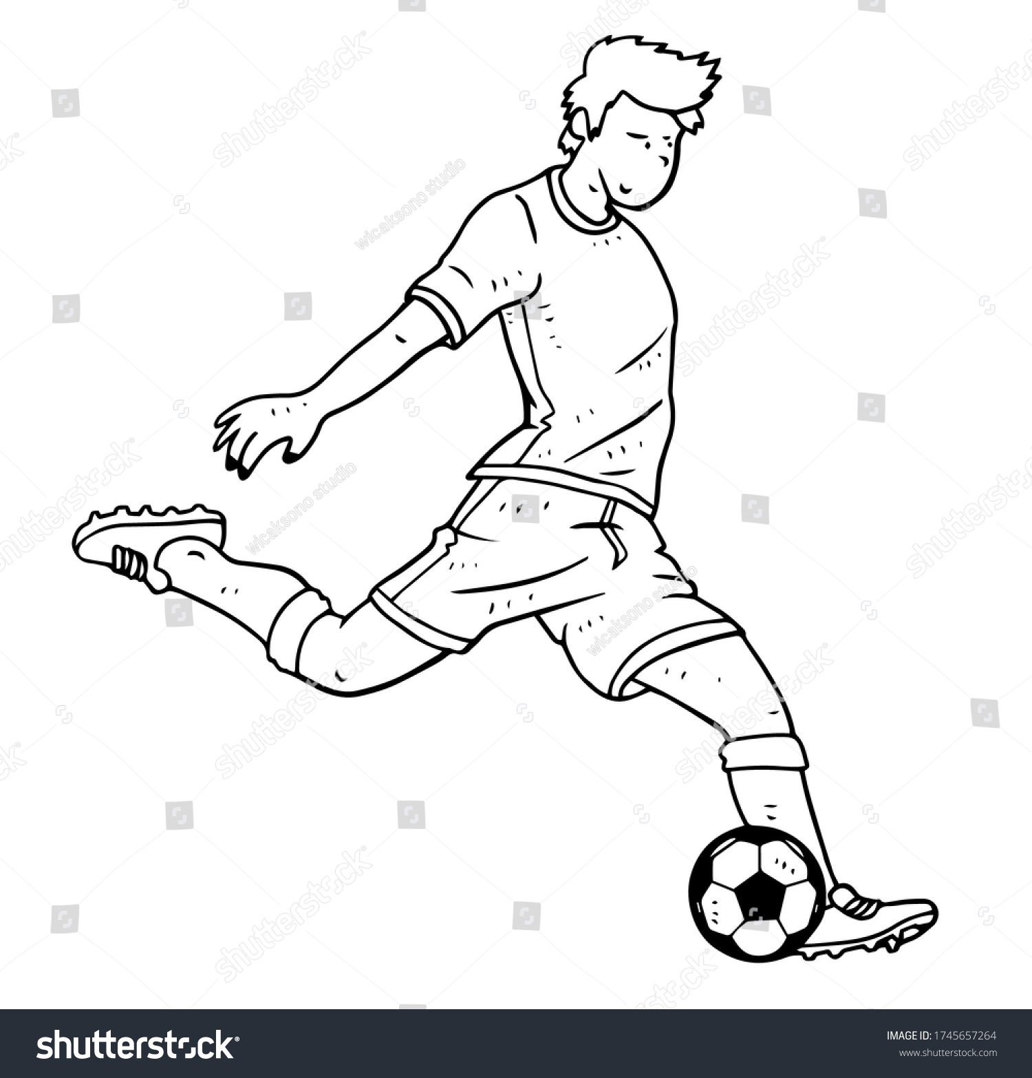 Man Playing Football Cartoon Isolated On Stock Vector (Royalty Free ...