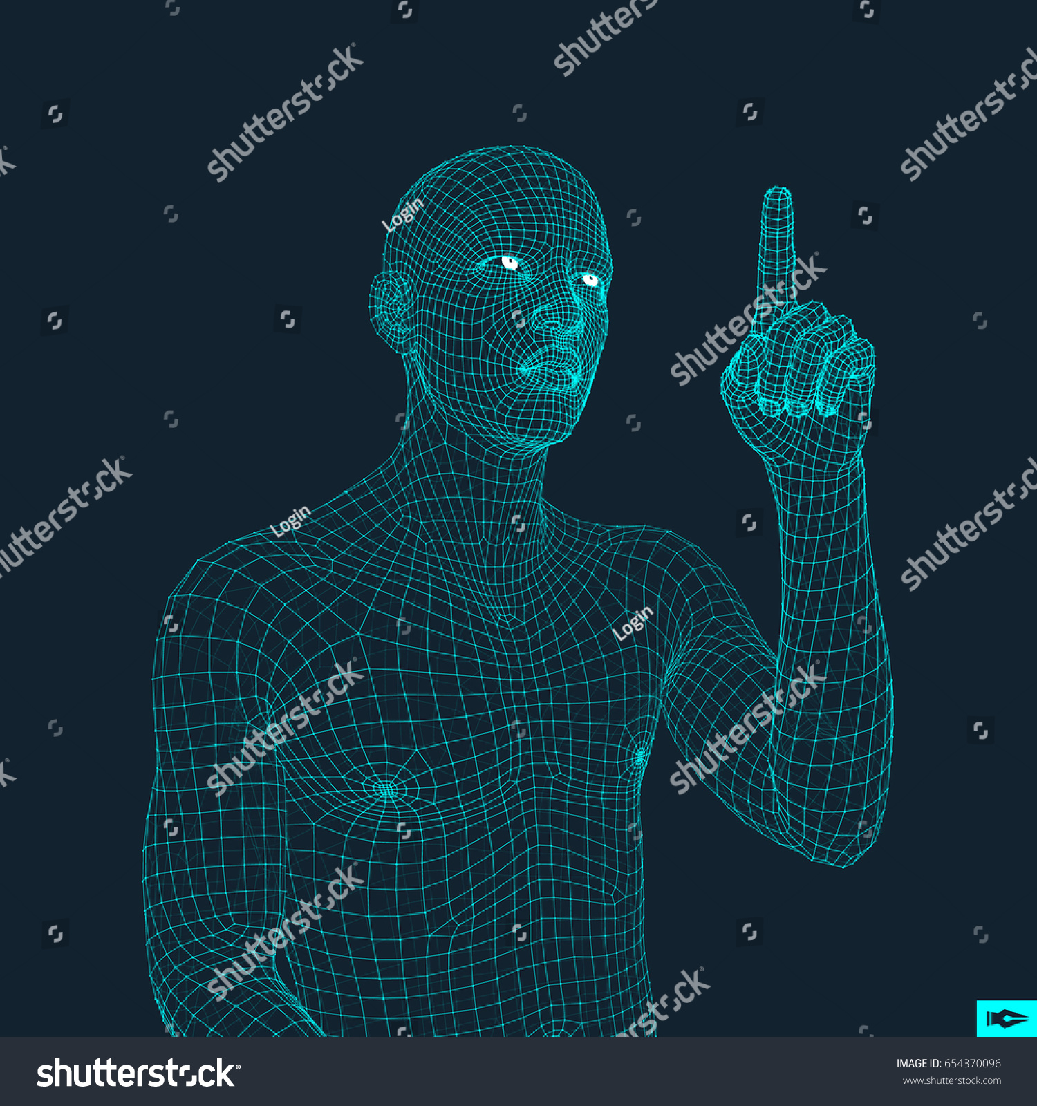 Man Pointing His Finger 3d Model Stock Vector (Royalty Free) 654370096