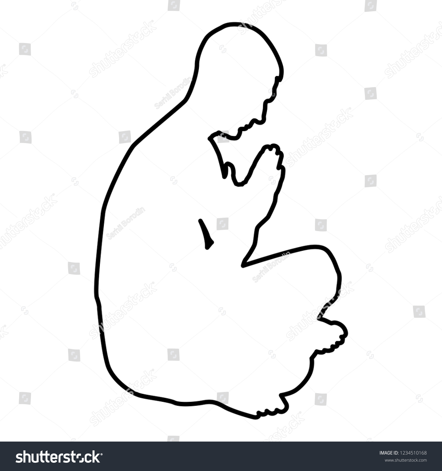 Man Praying Silhouette Icon Outline Black Stock Vector (Royalty Free ...