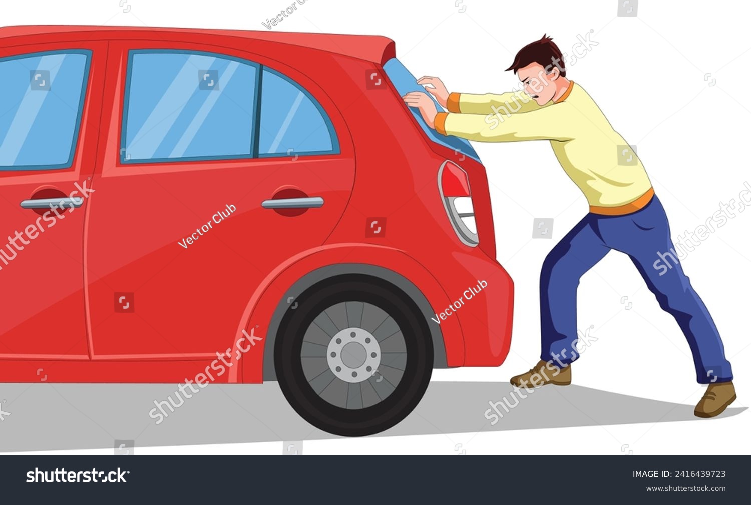 SVG of Man pushing car with his hands svg