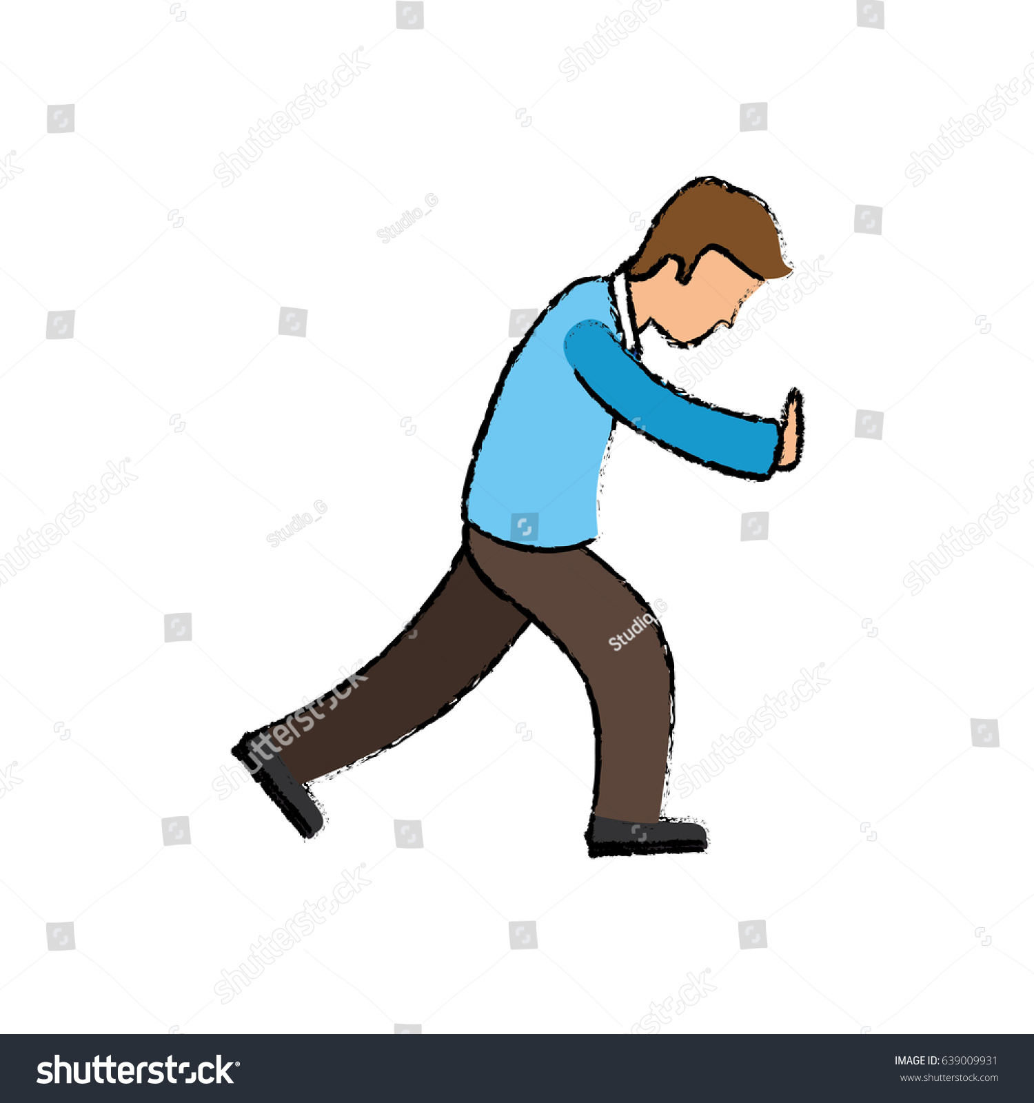 Man Pushing Cartoon Stock Vector (Royalty Free) 639009931