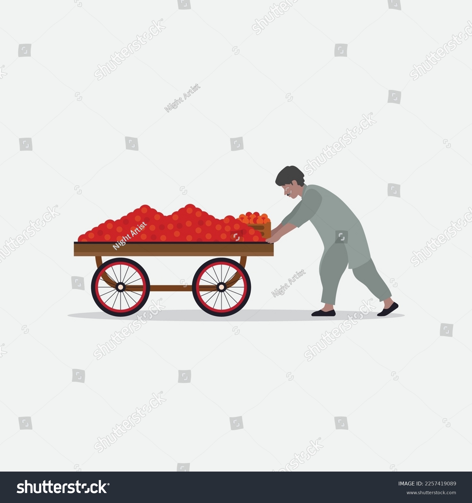 SVG of man pushing vegetable cart vector illustration svg