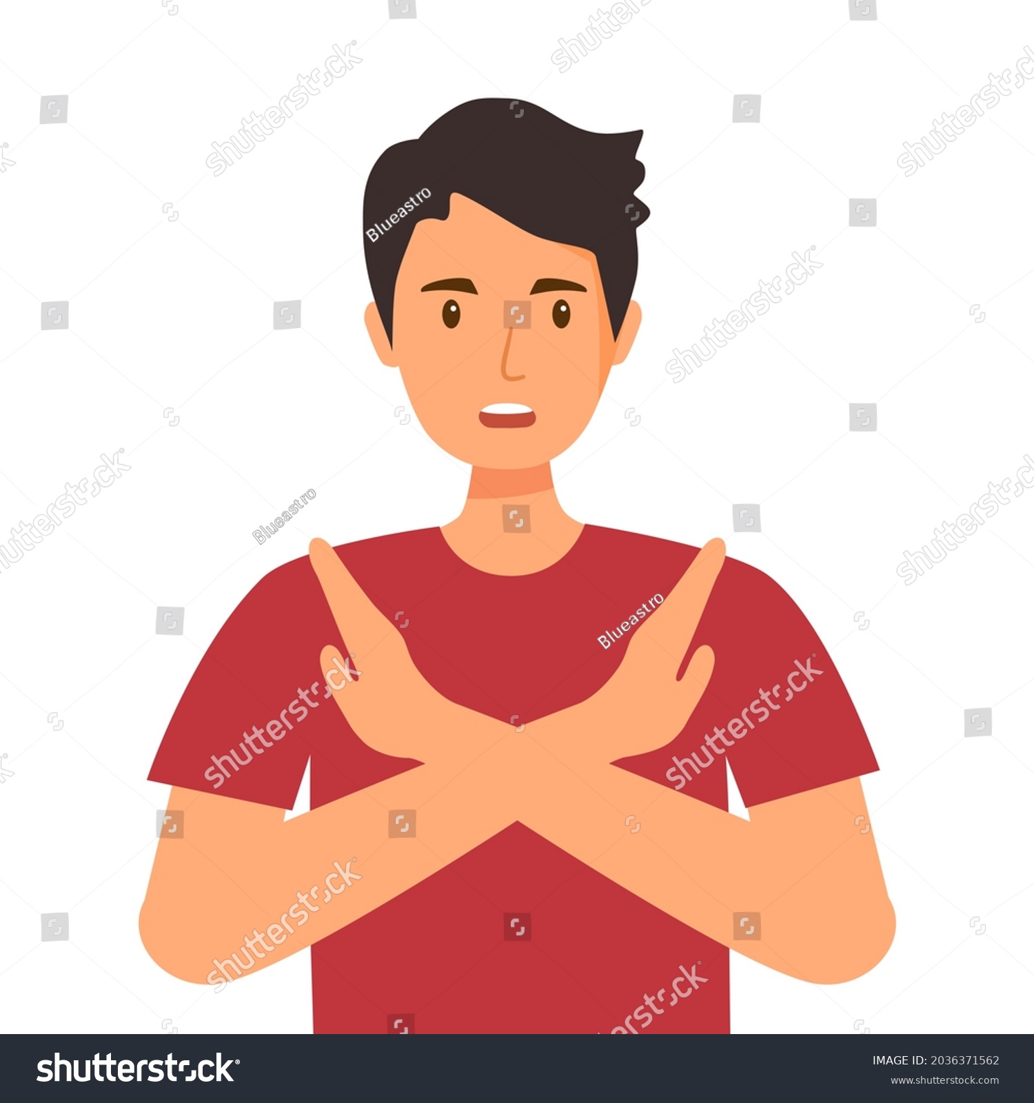 Man Refuse Reject Hand Gesturing Flat Stock Vector (Royalty Free ...