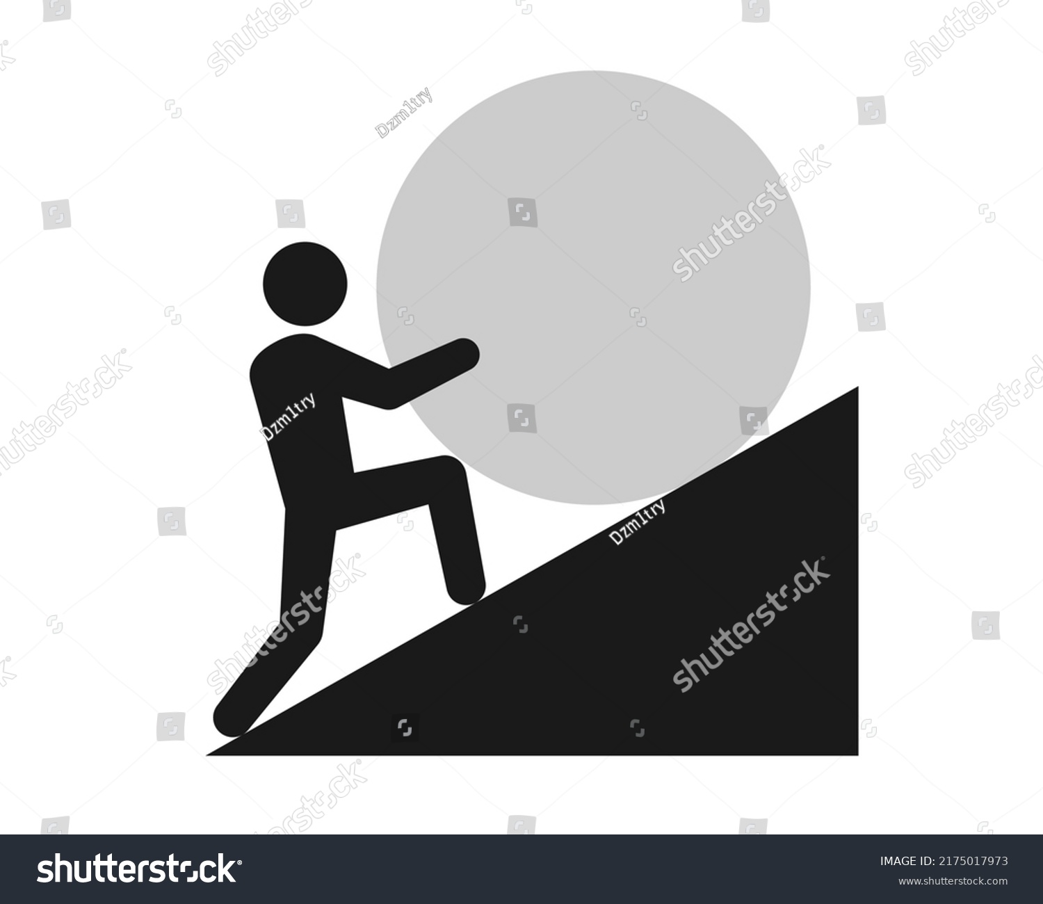 Man Rolling Stone Hill Icon Clipart Stock Vector (Royalty Free ...