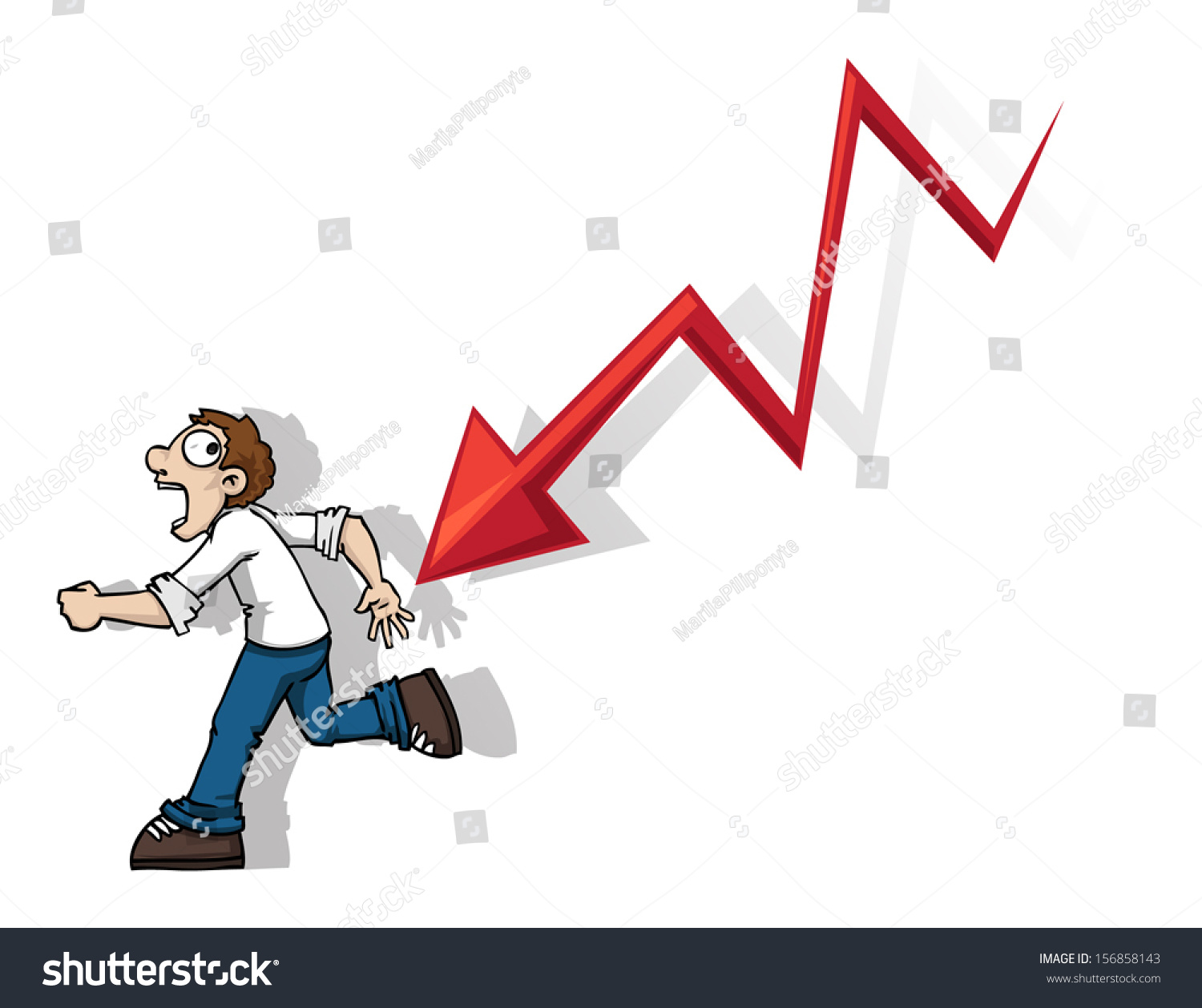 Man Running Away Declining Chart Arrow Stock Vector (Royalty Free
