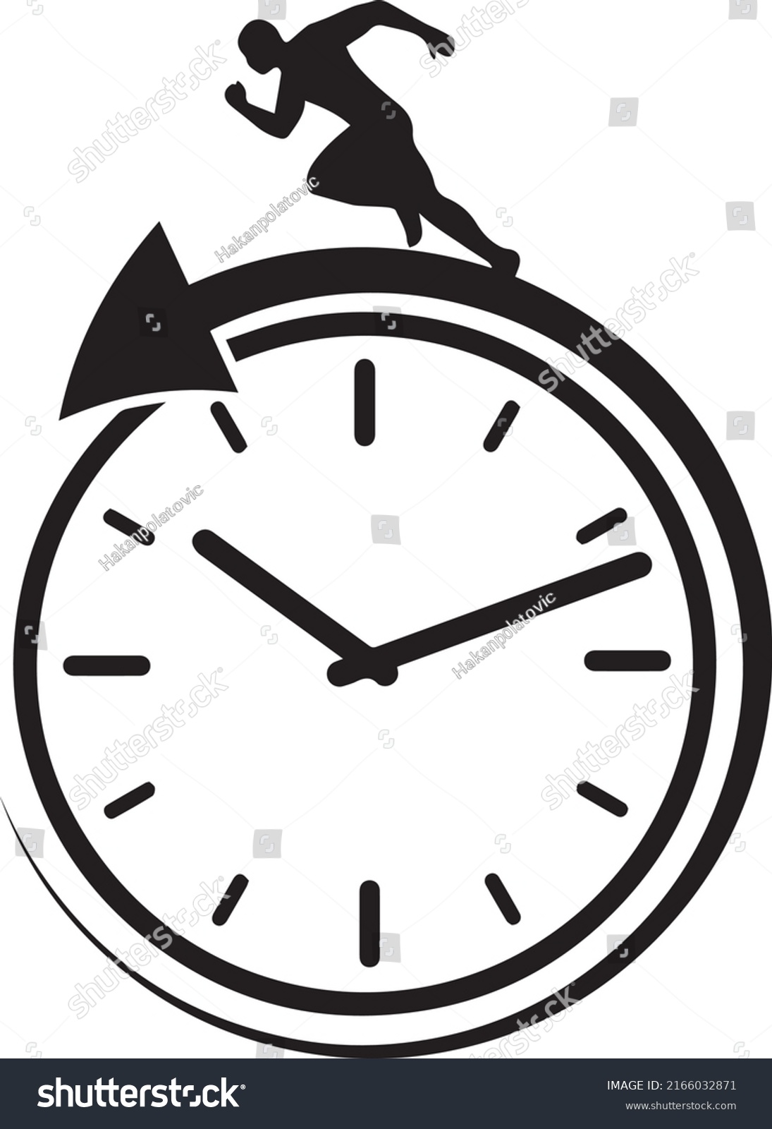 Man Running Counter Clockwise Time Stock Vector (Royalty Free