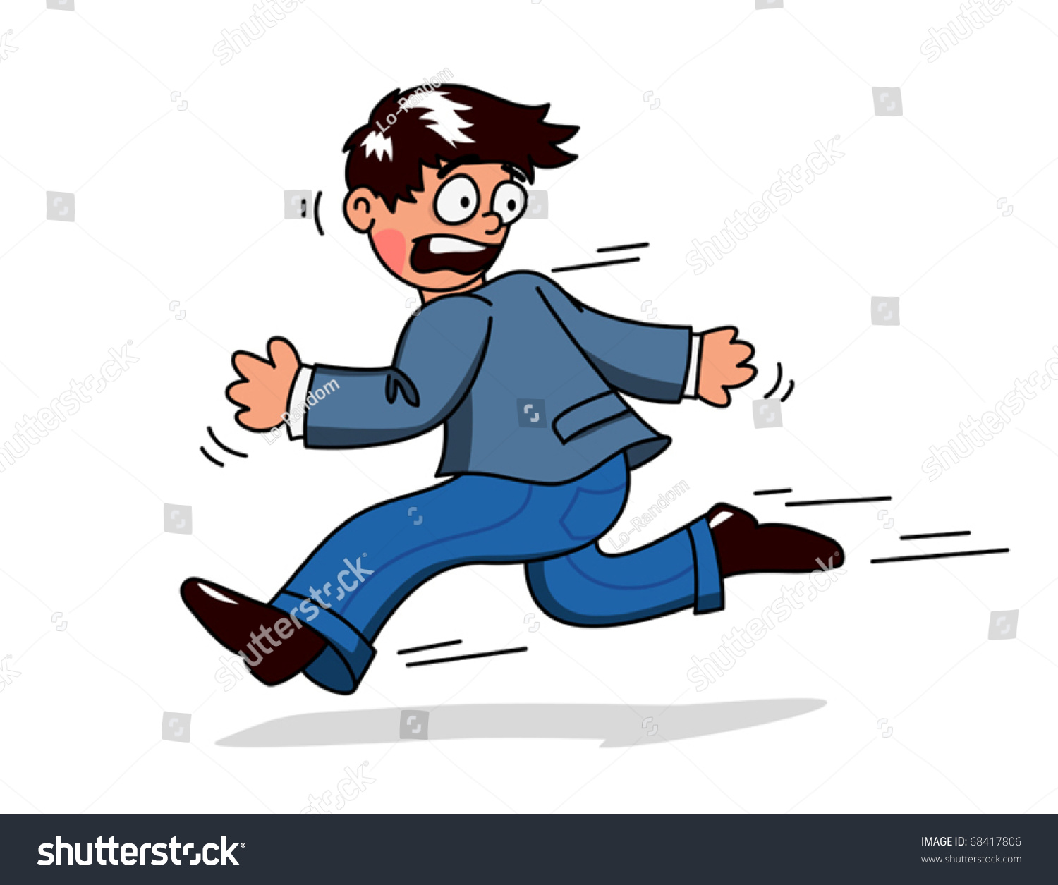 Man Running Fast Scared Something Stock Vector 68417806 - Shutterstock