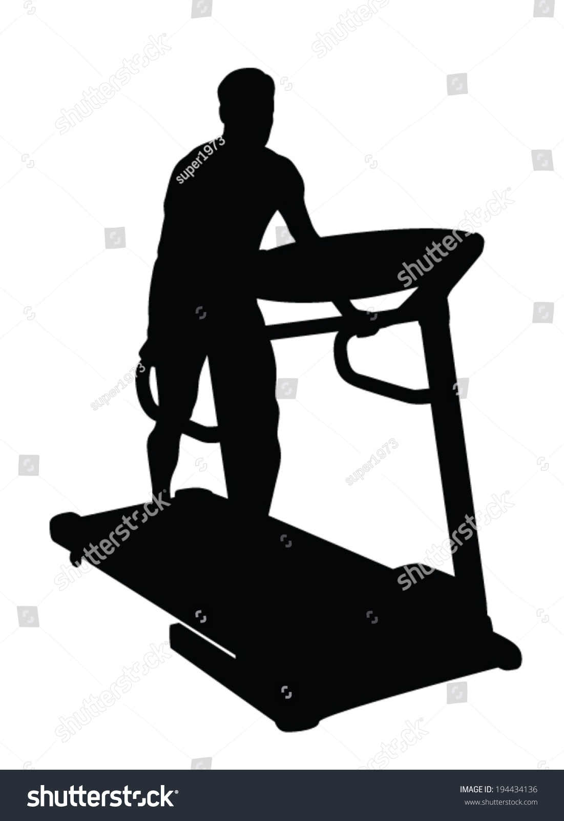 Man Running Treadmill Vector Silhouette Stock Vector Royalty Free 194434136 1834