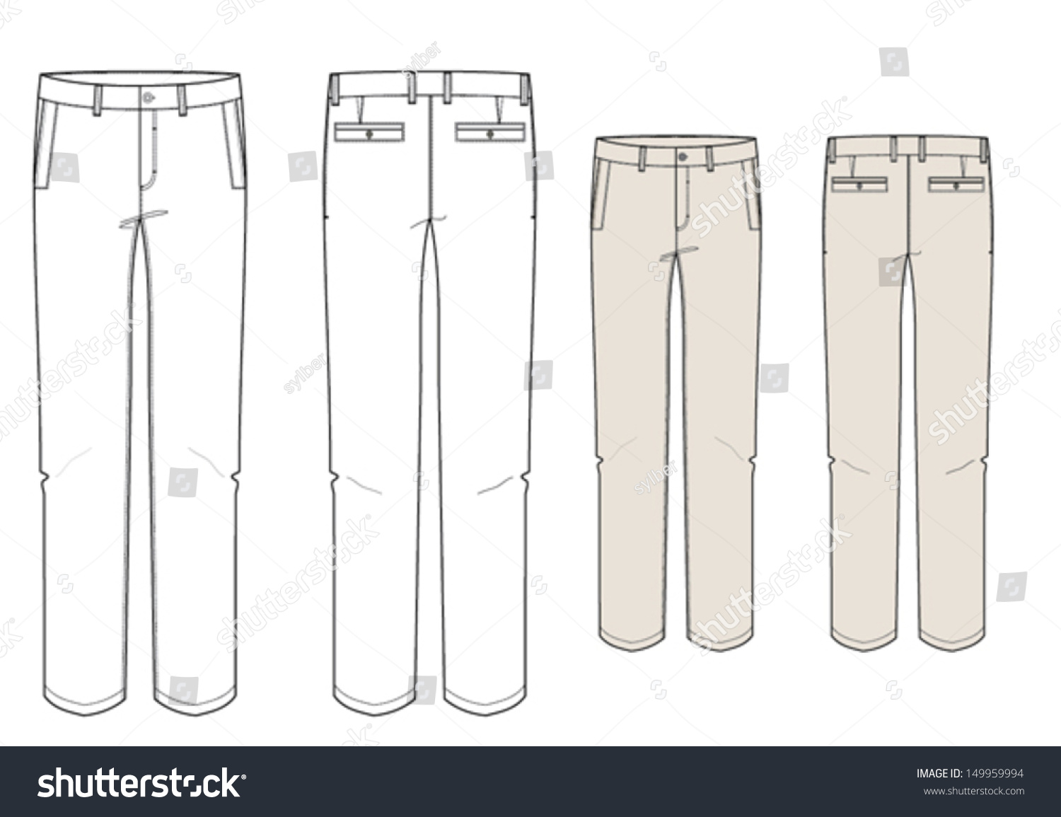 Man'S Fashion Trousers Technical Vector Drawing - 149959994 : Shutterstock