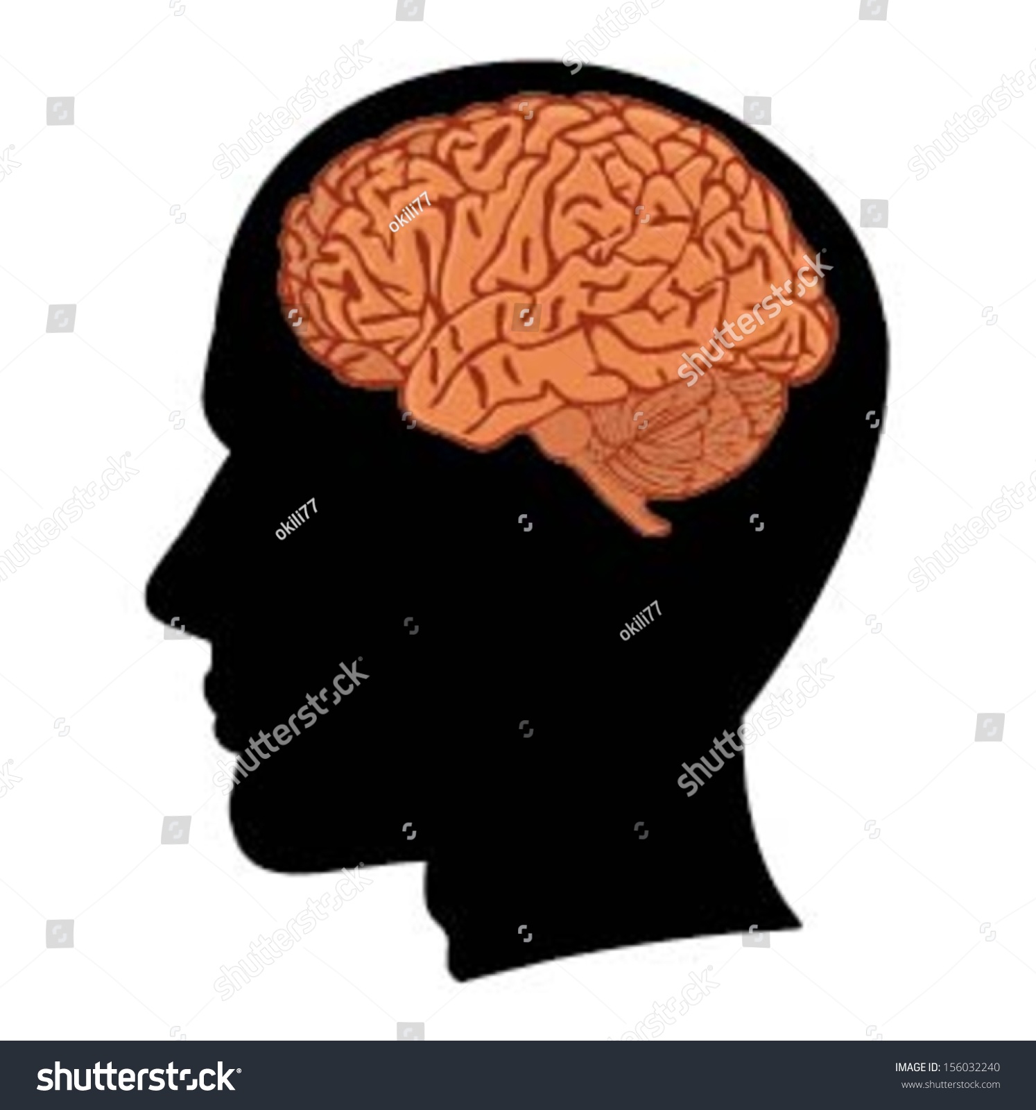 Mans Head Brain Silhouette Vector Stock Vector Royalty Free