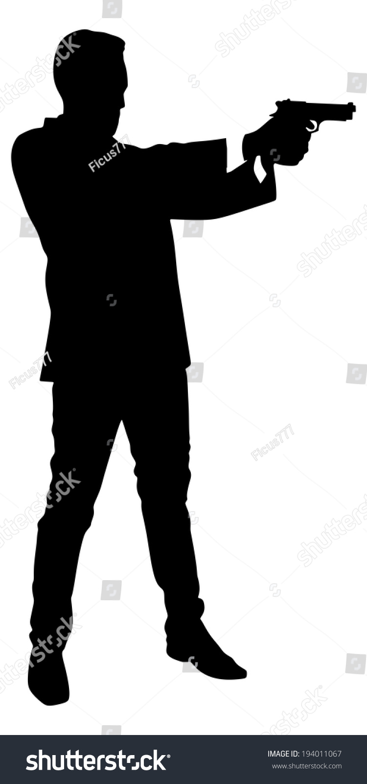 Man Shooting Gun Vector Stock Vector 194011067 - Shutterstock