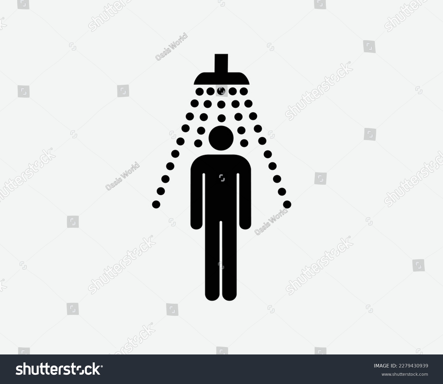 SVG of Man Showering Taking a Shower Stick Figure Black White Silhouette Sign Symbol Icon Vector Graphic Clipart Illustration Artwork Pictogram svg