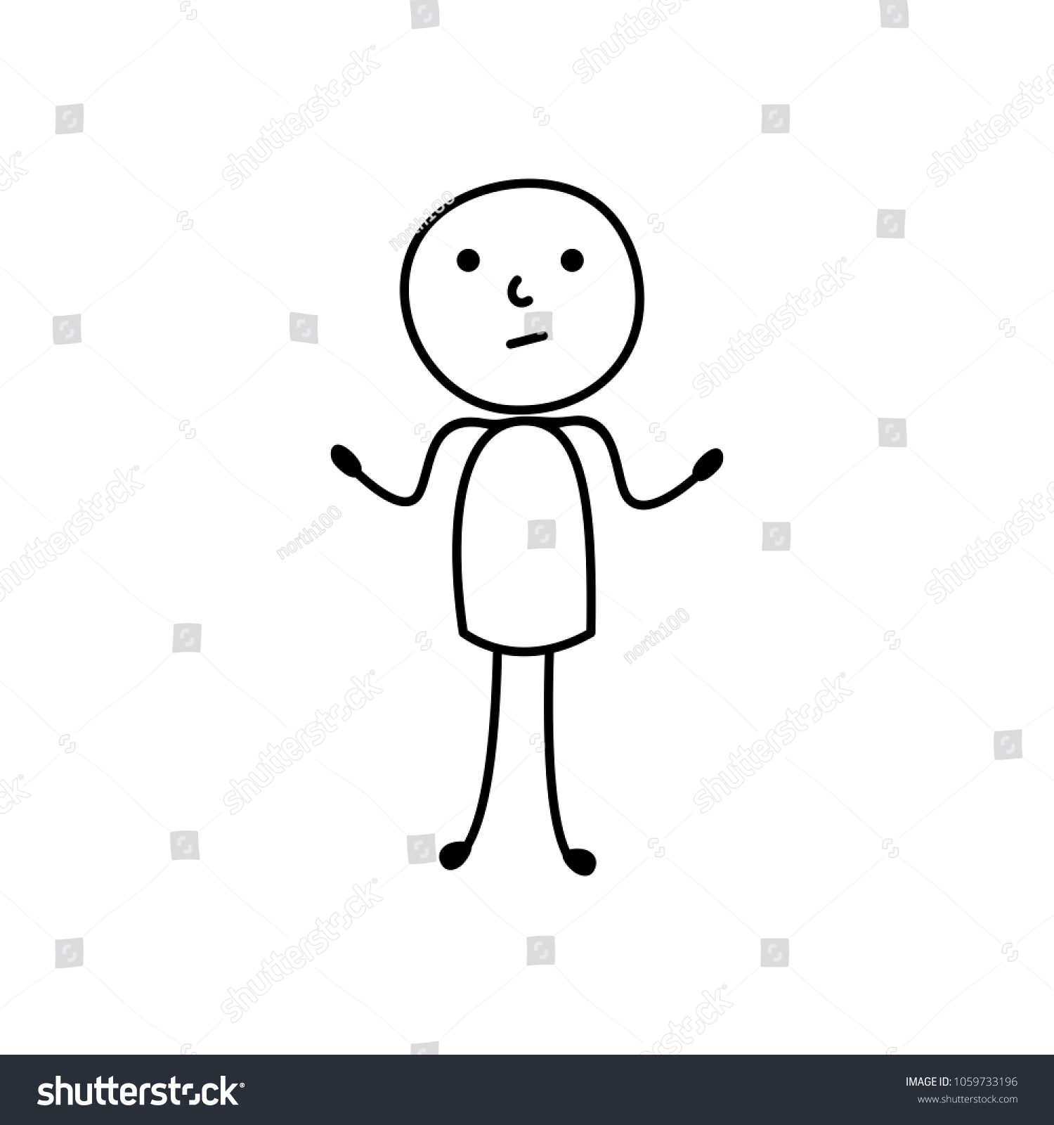 Man Shrugs Simple Drawing Sketch Isolated Stock Vector (Royalty Free