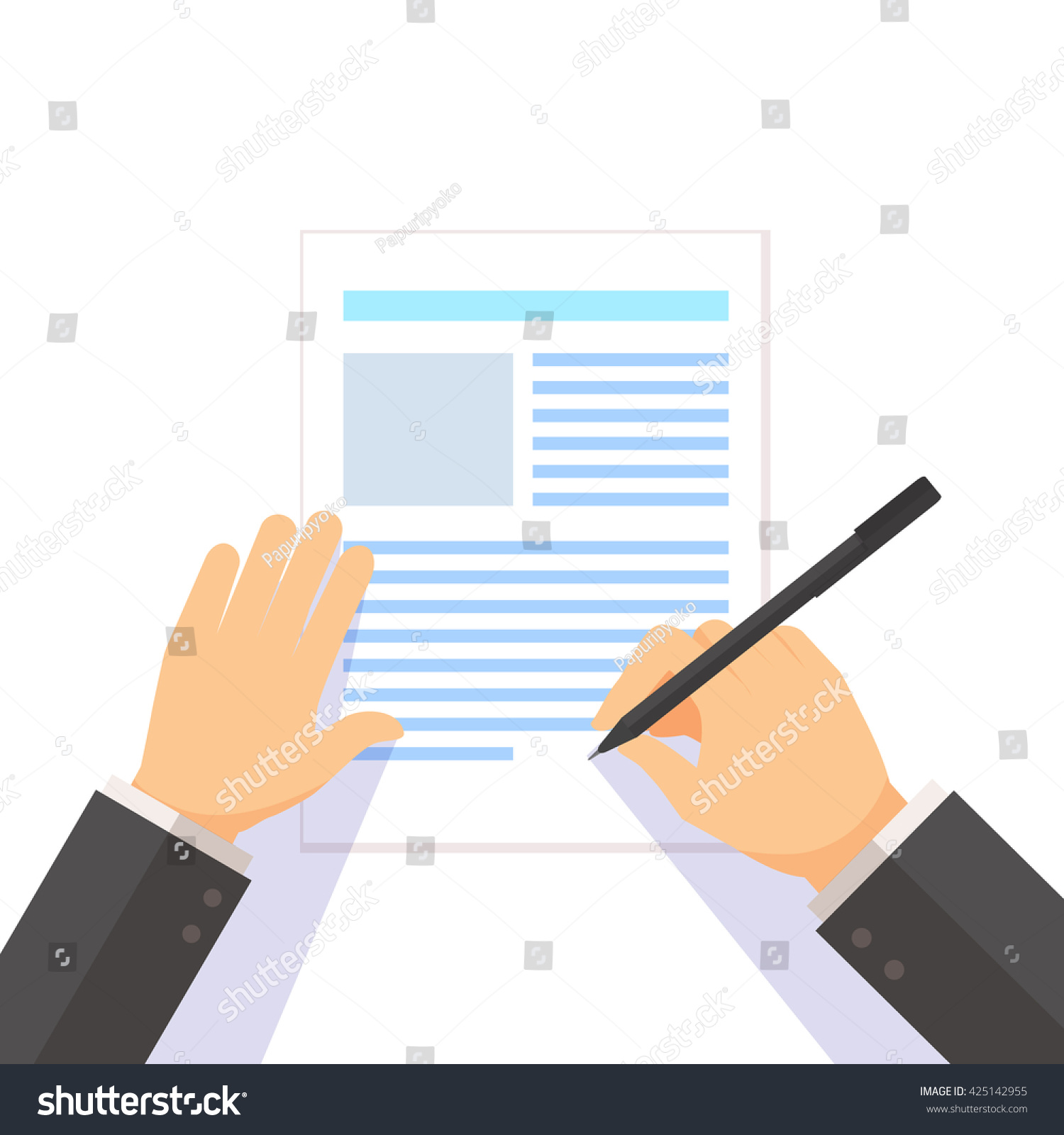 Man Signs Document Stamped Handle Puts Stock Vector 425142955 ...