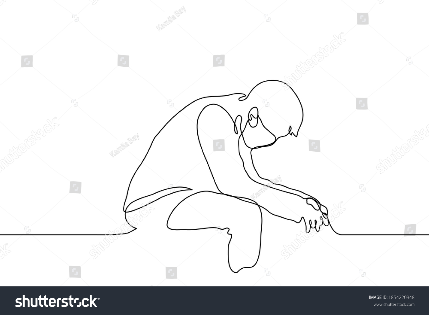 Man Sits Mask His Elbows On Stock Vector (Royalty Free) 1854220348 ...