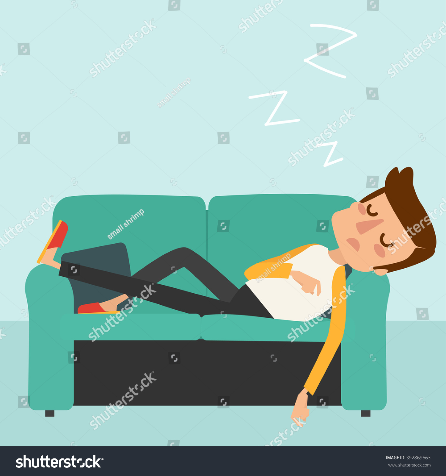Man Sleep On Sofa Vector Illustration vector de stock (libre de