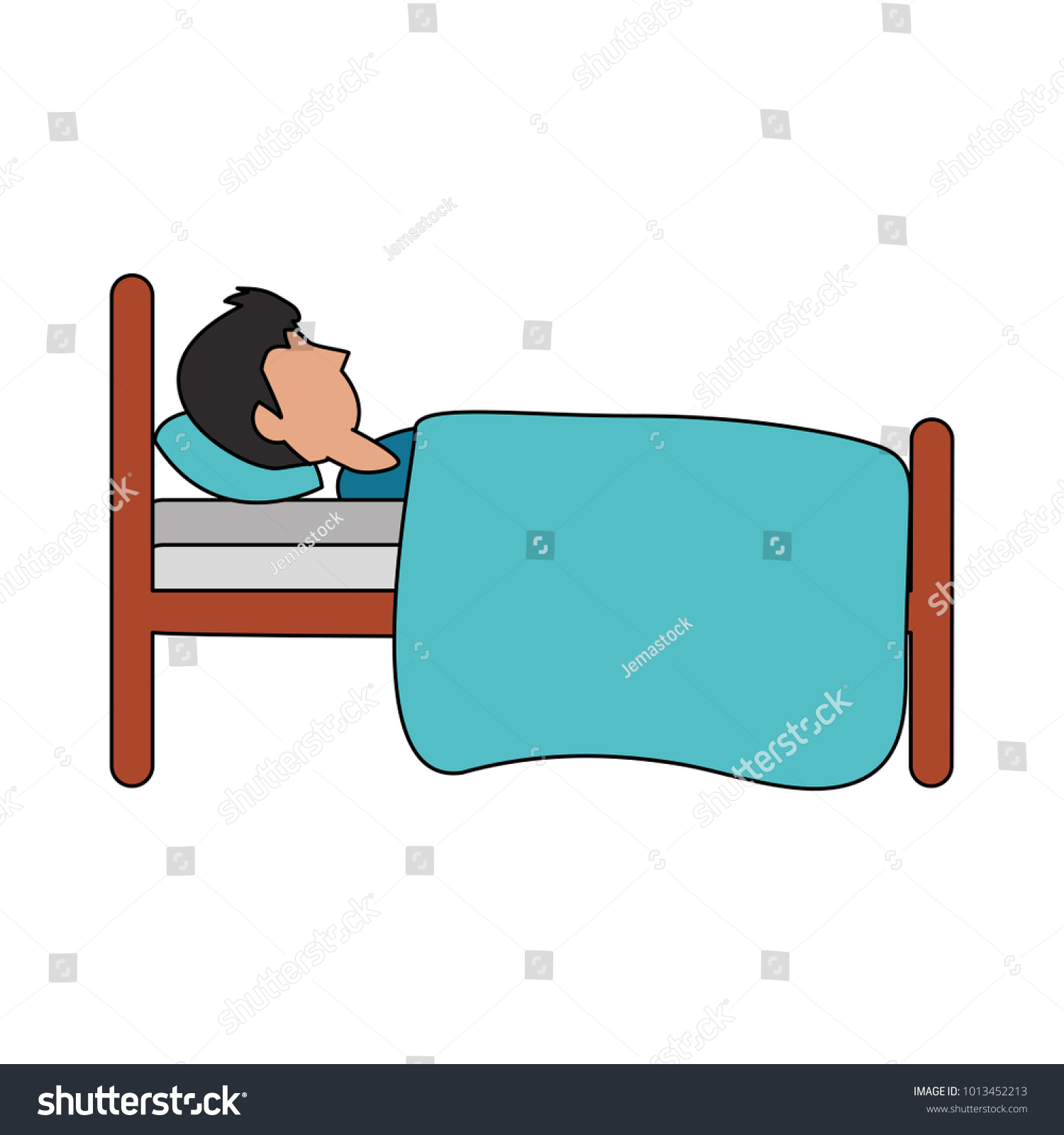 Man Sleeping Bed Stock Vector (Royalty Free) 1013452213