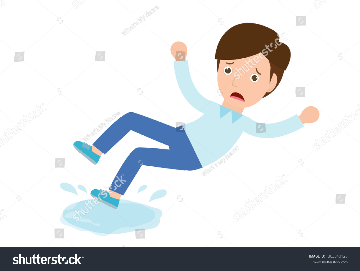 Man Slips On Wet Floor Vector Stock Vector (royalty Free) 1303340128