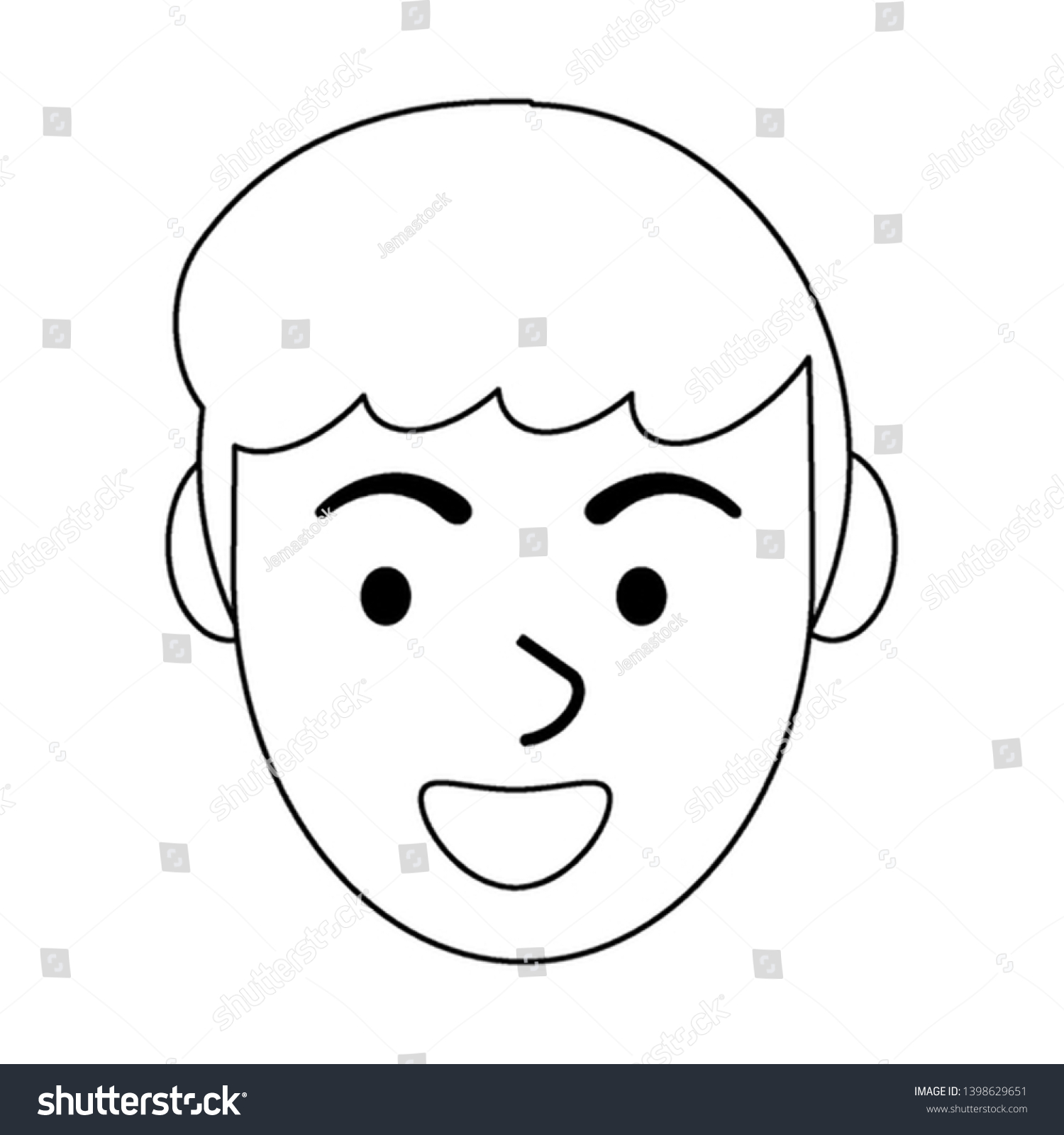 Man Smiling Face Cartoon Black White Stock Vector (Royalty Free) 1398629651