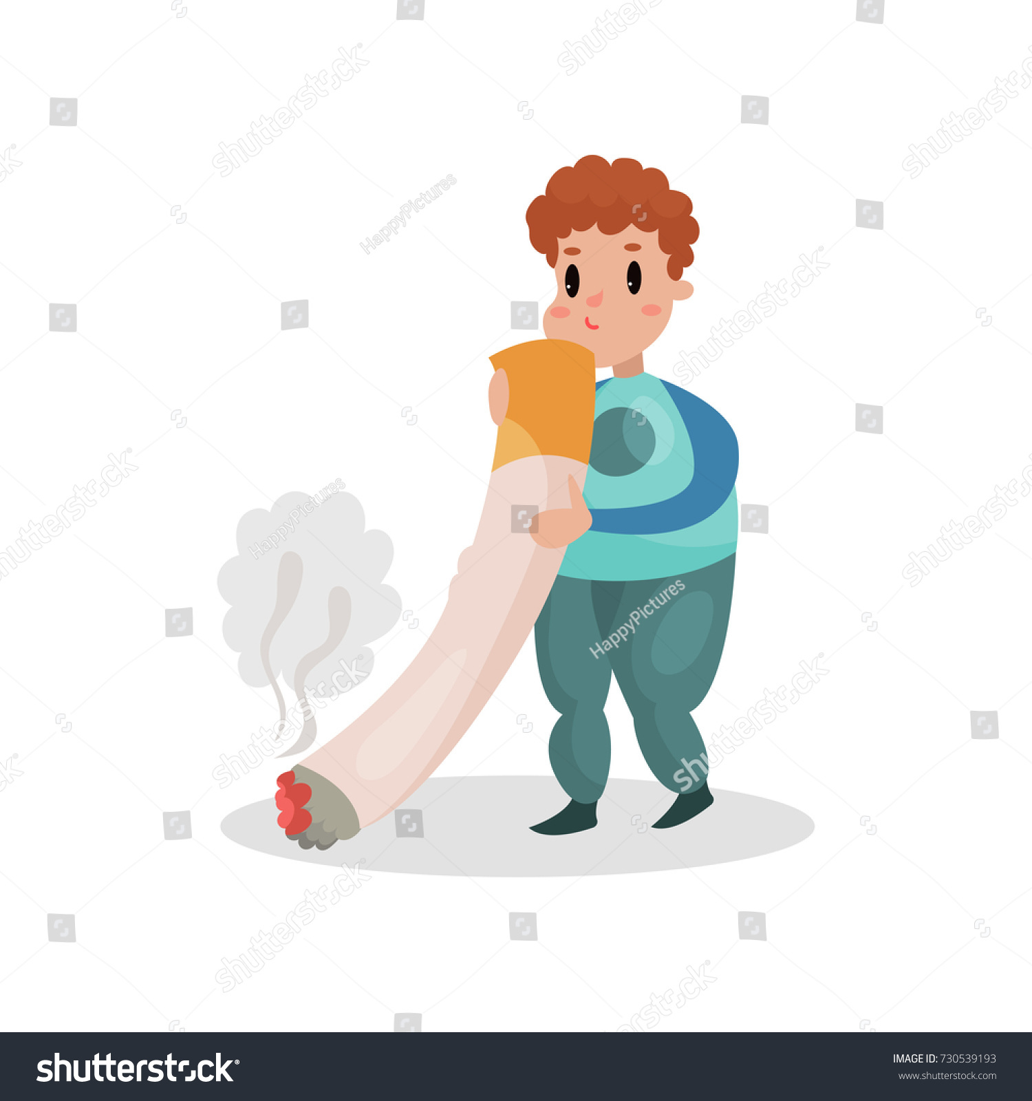 Man Smoking Giant Cigarette Harmful Habit Stock Vector (Royalty Free ...