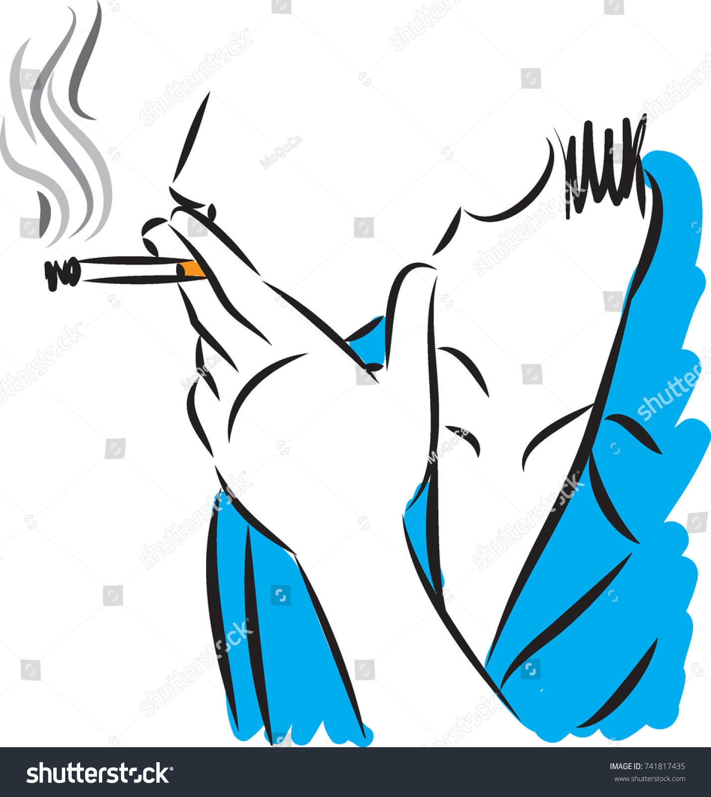 Man Smoking Vector Illustration Stock Vector Royalty Free 741817435