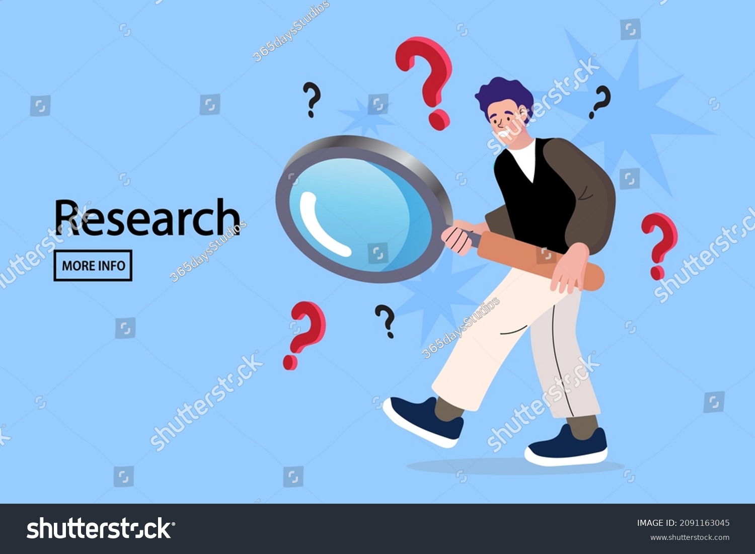 Man Standing Holding Magnifying Glass Question Stock Vector (Royalty ...