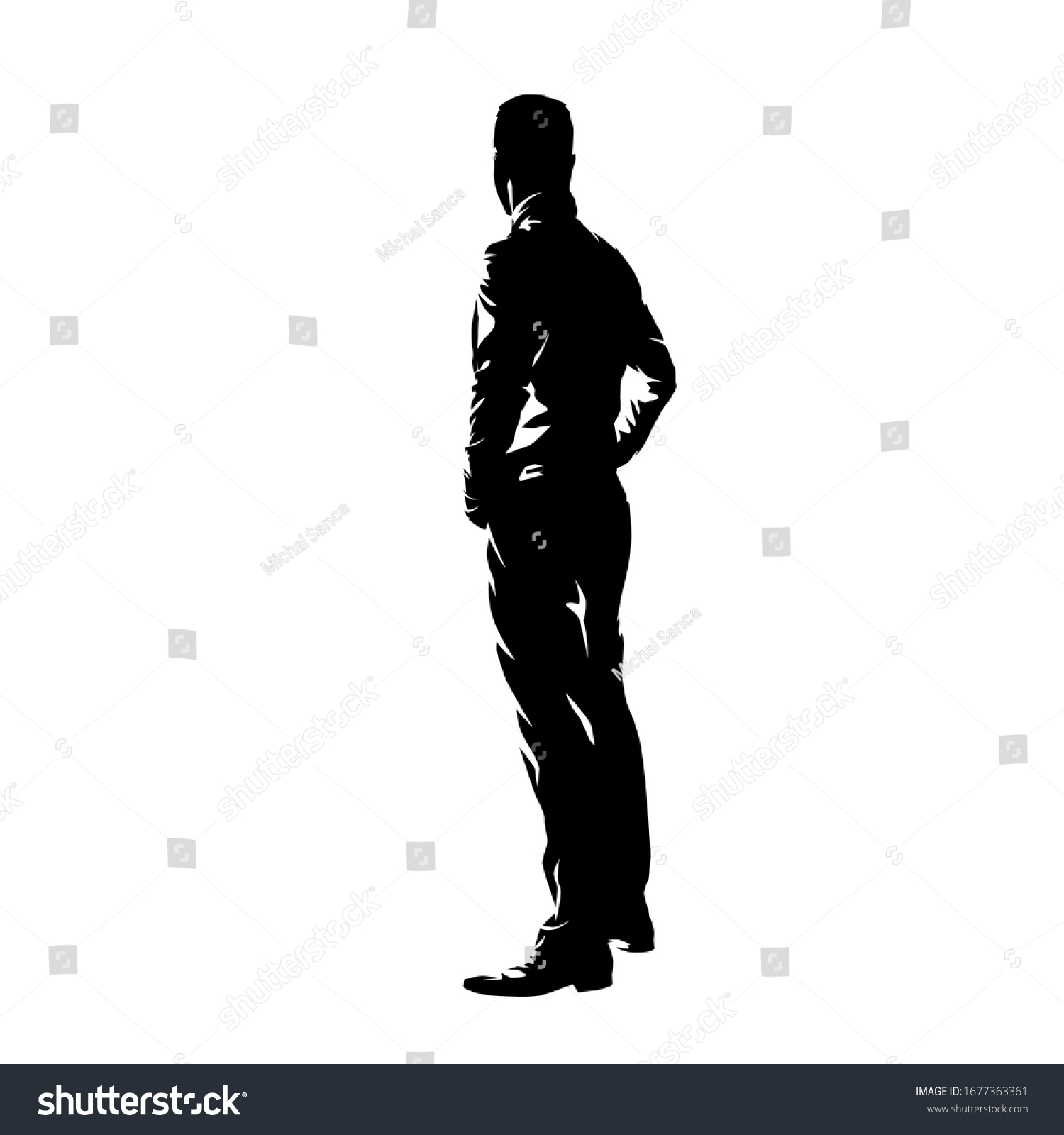 Man Standing Hands On Hips Side Stock Vector (Royalty Free) 1677363361