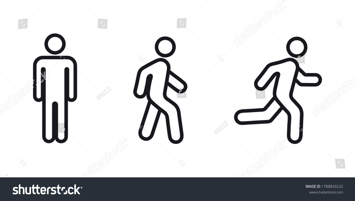 Man Stands Walk Run Icon Set Stock Vector Royalty Free 1788833222