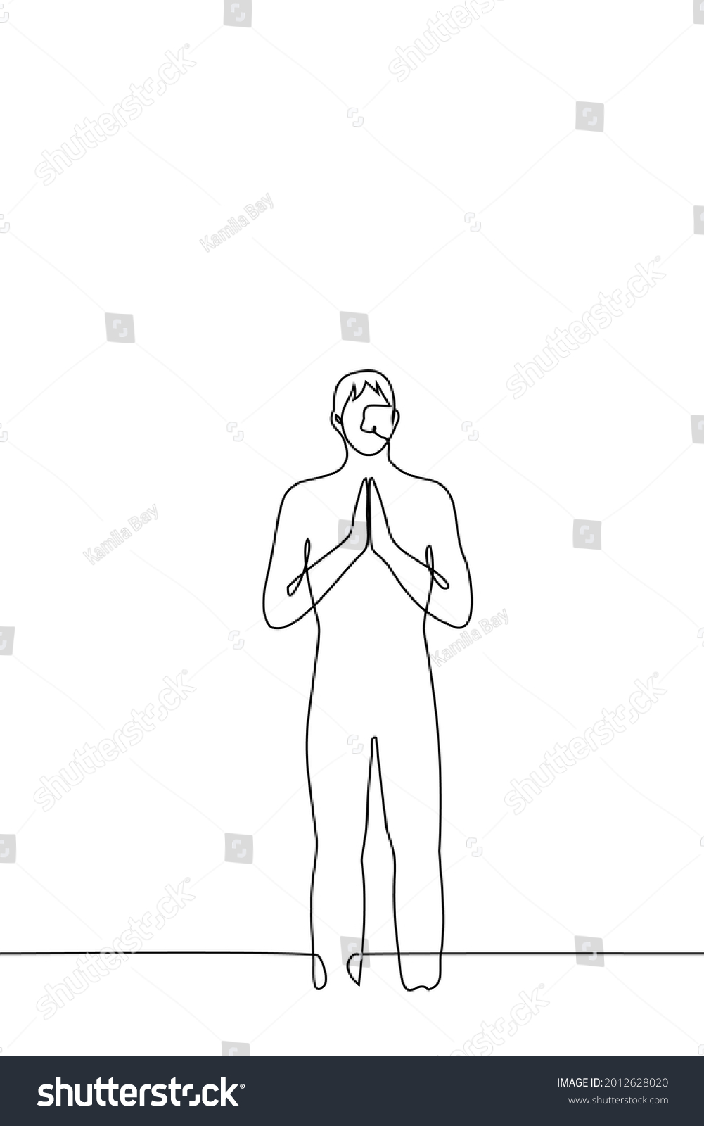 Man Stands His Hands Folded Vertically Stock Vector (Royalty Free ...