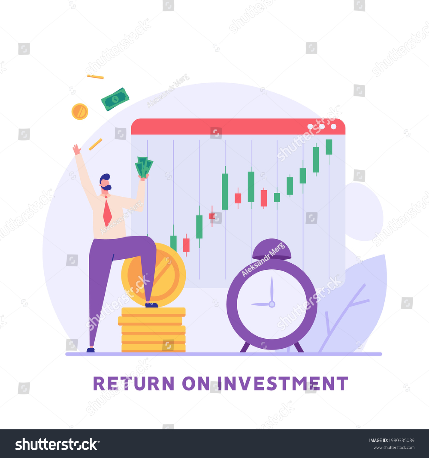 Man Successfully Invests Growth Shares Concept Stock Vector (royalty 