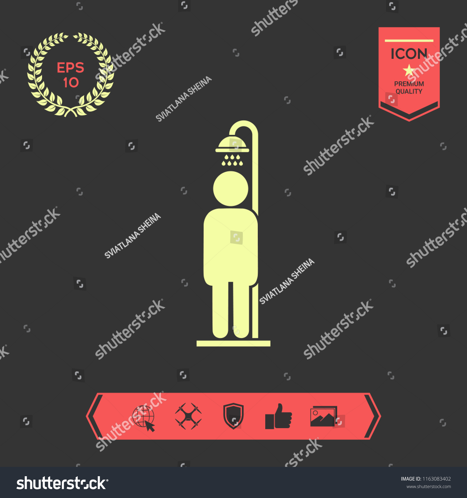 Man Taking Shower Stock Vector Royalty Free 1163083402