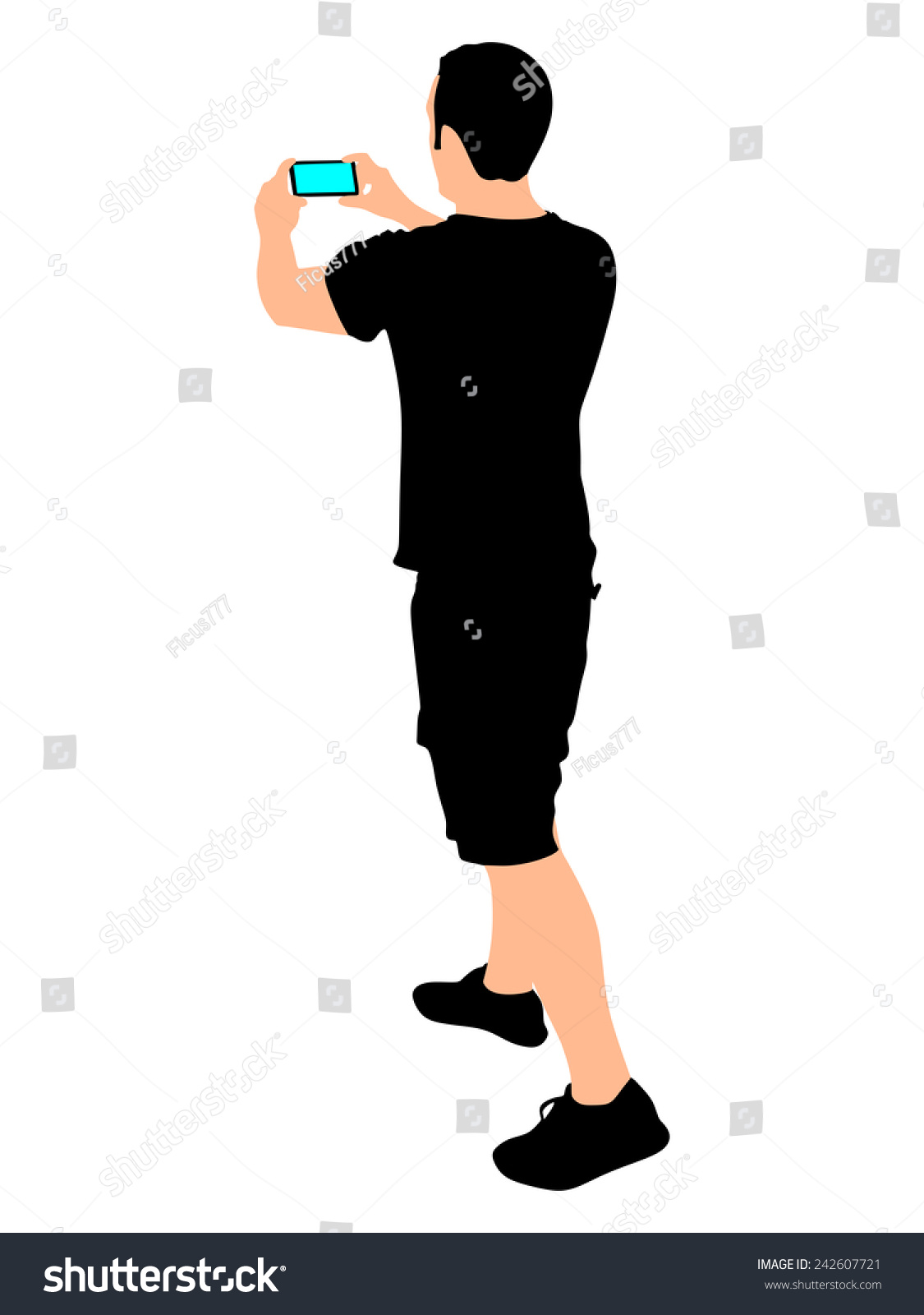 Man Taking Pictures With His Smartphone, Vector - 242607721 : Shutterstock