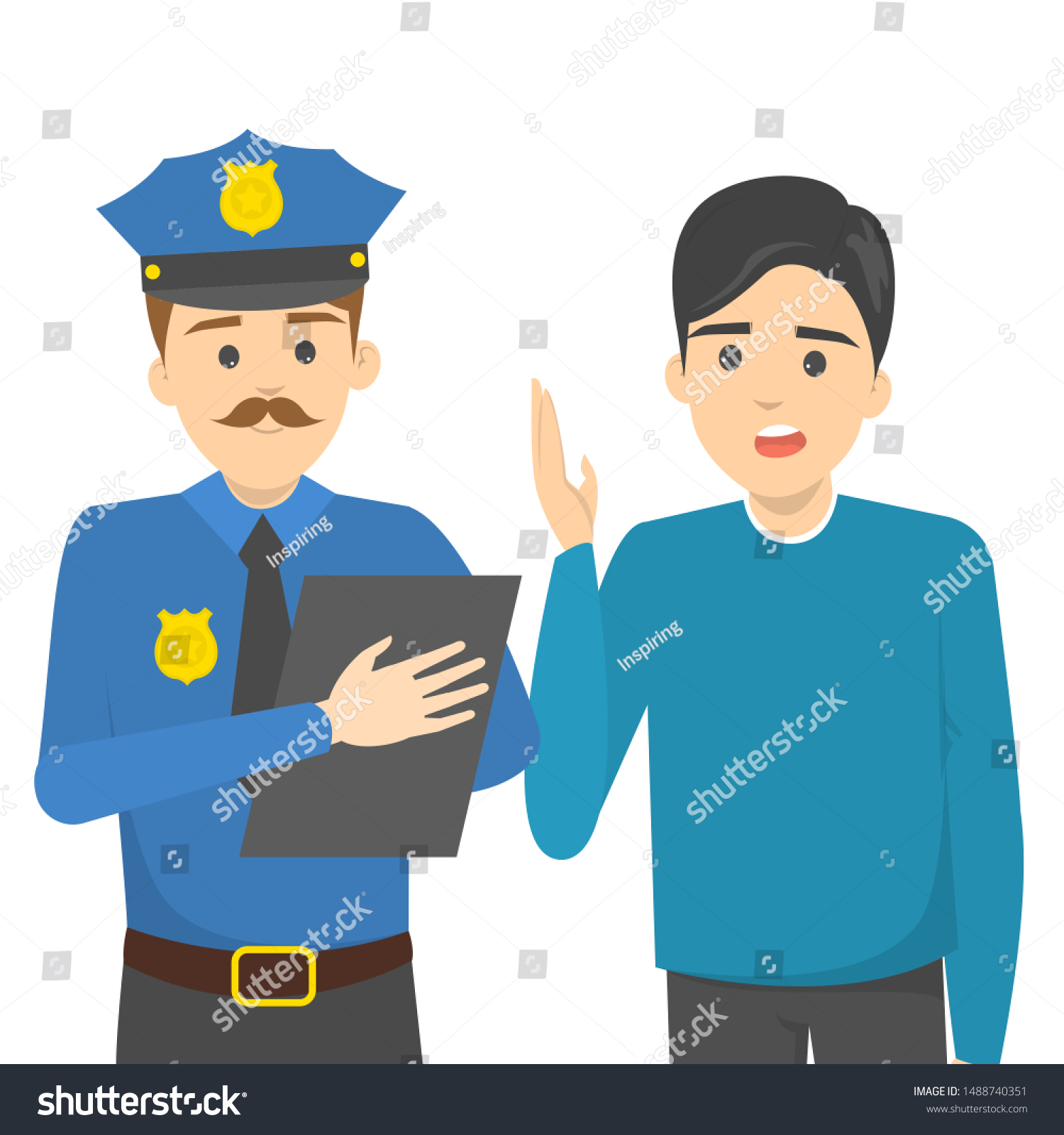 Man Talking Police Officer Male Character Stock Vector (Royalty Free ...