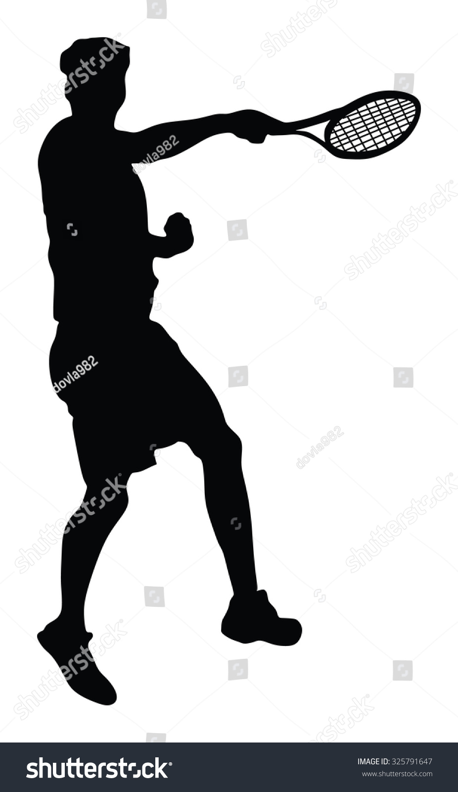 Man Tennis Player Vector Silhouette Illustration Stock Vector (Royalty ...