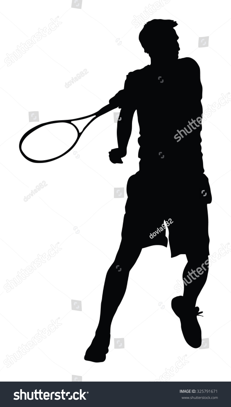 Man Tennis Player Vector Silhouette Illustration Stock Vector (Royalty ...