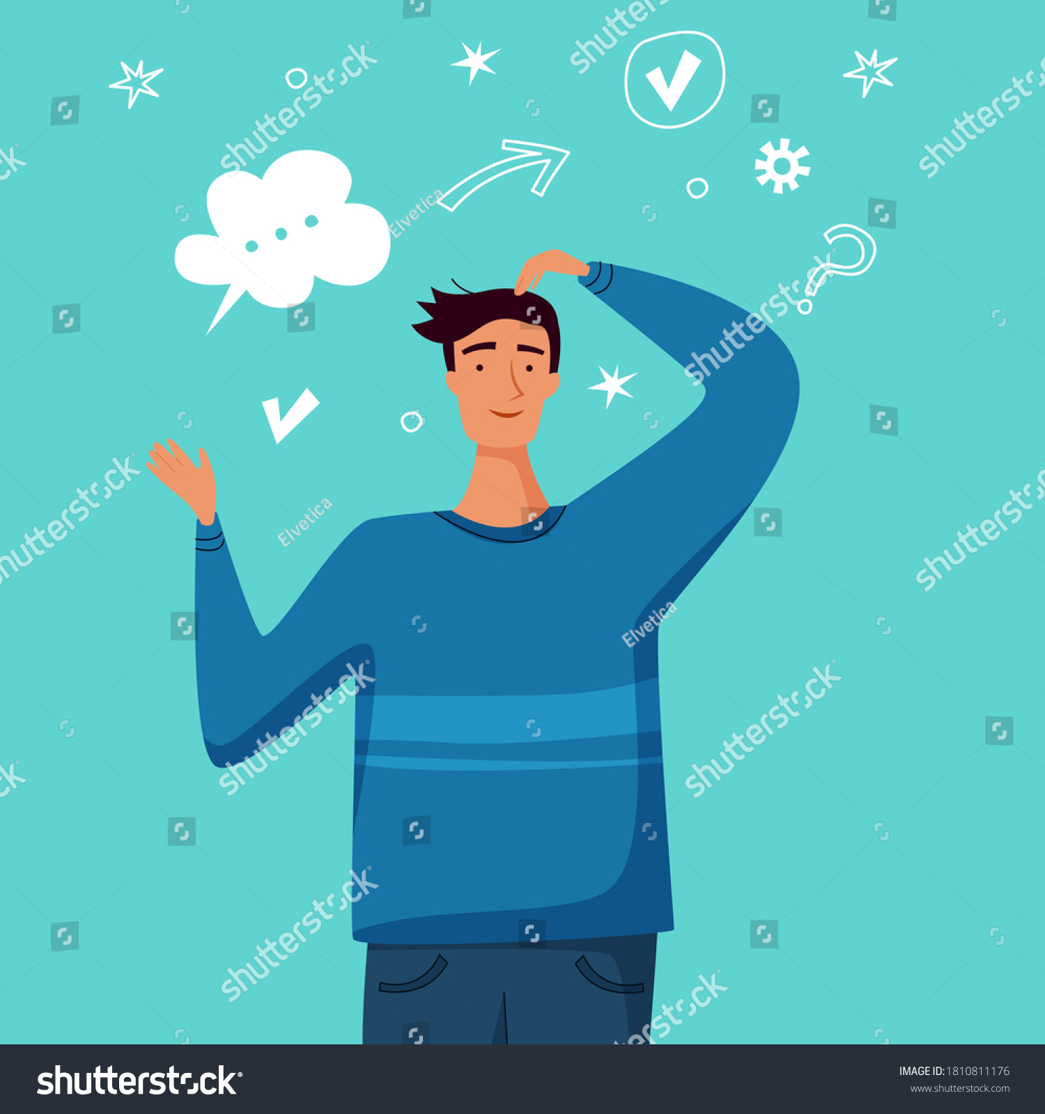 Man Thinking Has Idea Flat Cartoon Stock Vector (Royalty Free ...