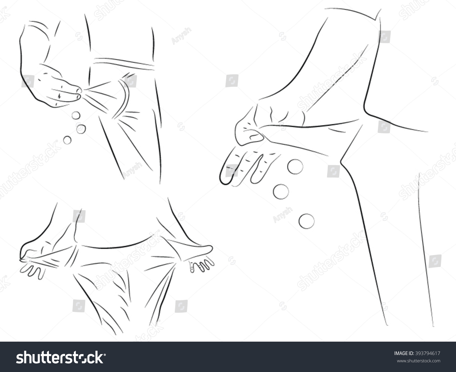 Man Turns His Pockets Empty Pockets Stock Vector 393794617 - Shutterstock