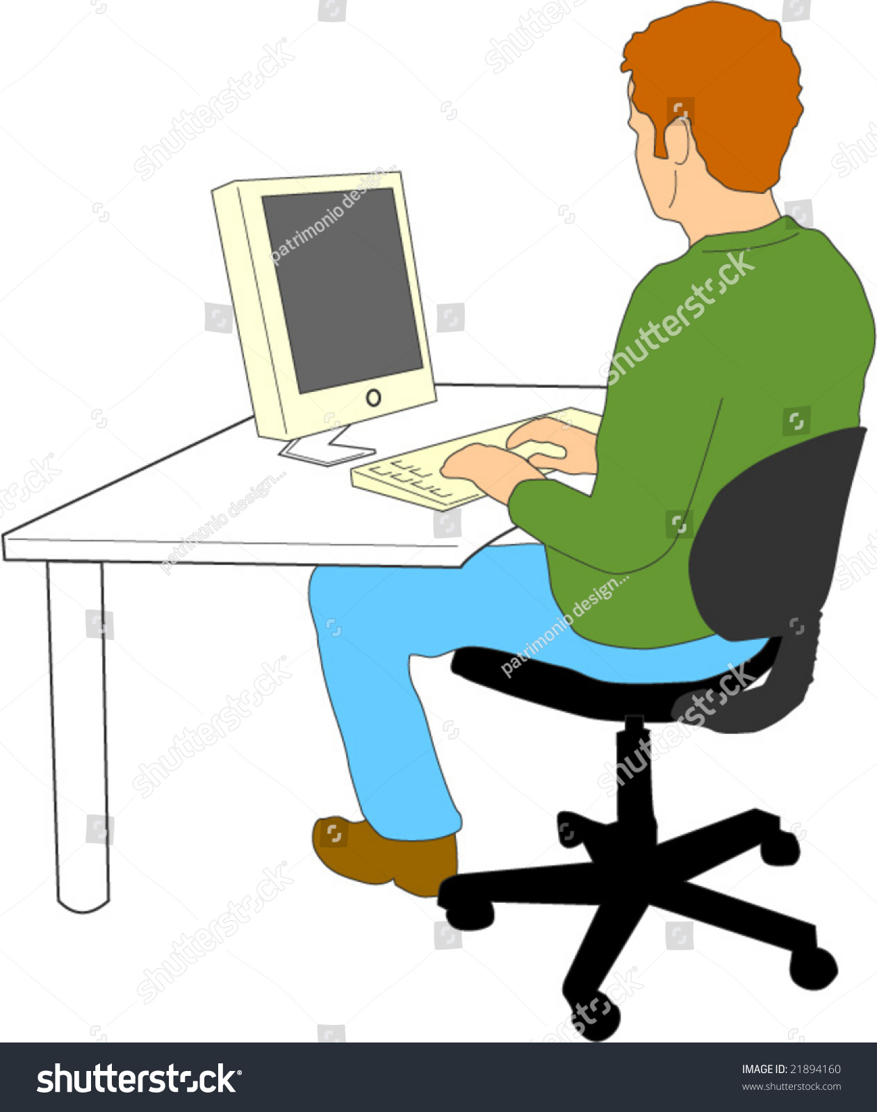 Man Typing Computer Stock Vector 21894160 - Shutterstock