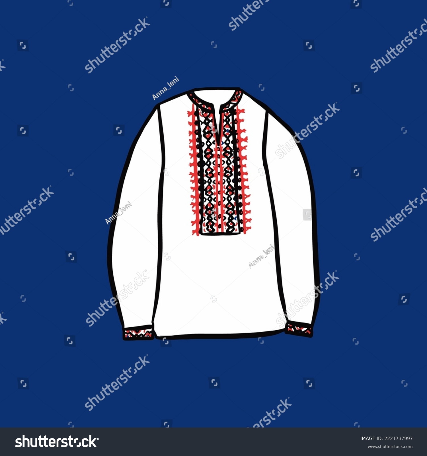 SVG of Man Ukraine Embroidery Shirt. Vector Illustration of Sketch Doodle Hand drawn Cultural Clothes. svg
