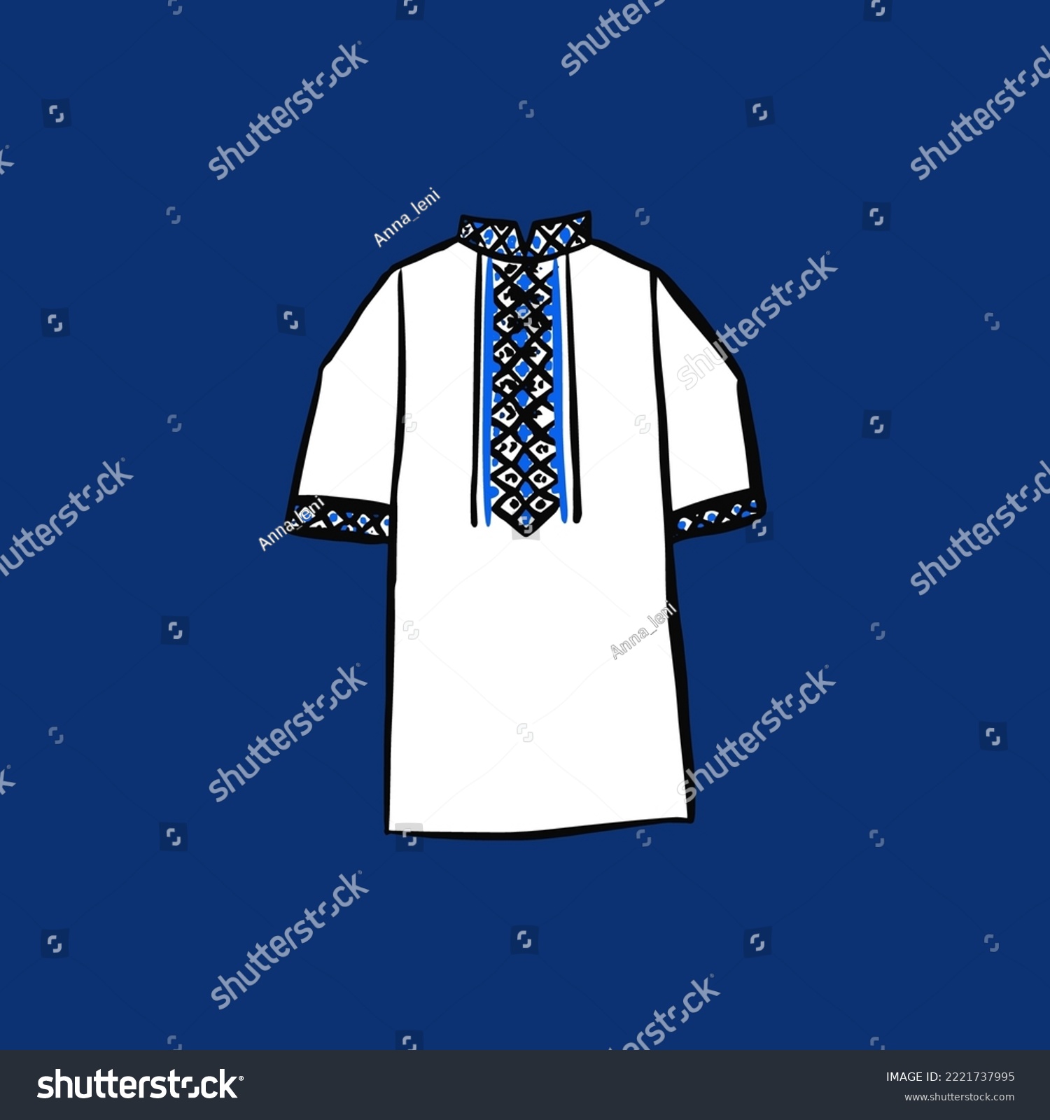 SVG of Man Ukraine Embroidery T Shirt. Vector Illustration of Sketch Doodle Hand drawn Cultural Clothes. svg