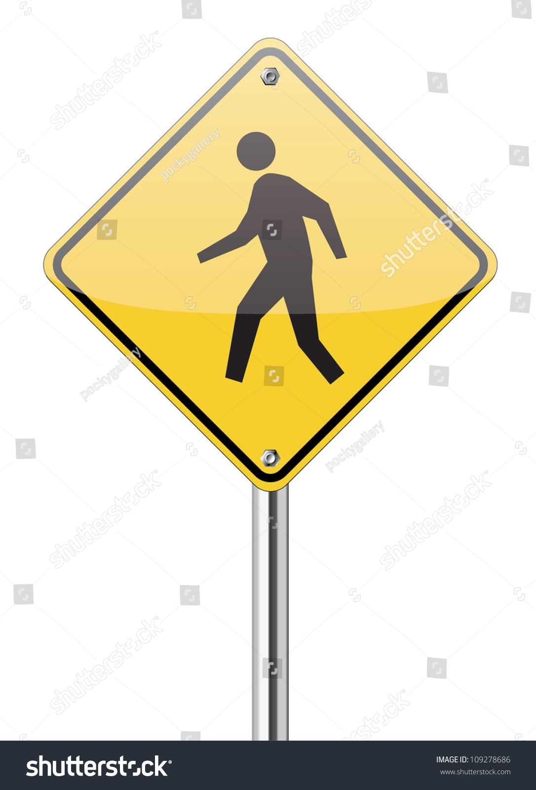 Man Walking Yellow Sign On White Stock Vector 109278686 - Shutterstock