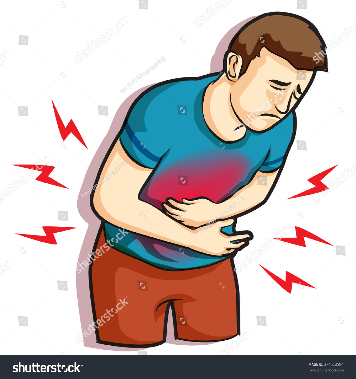 Man Touching His Belly Having Terrible Stock Vector 374023594 ...