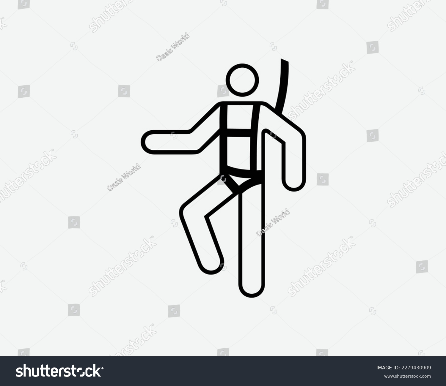 SVG of Man Wearing Safety Harness Icon Worker Climber Hanging Black White Silhouette Symbol Icon Sign Graphic Clipart Artwork Illustration Pictogram Vector svg