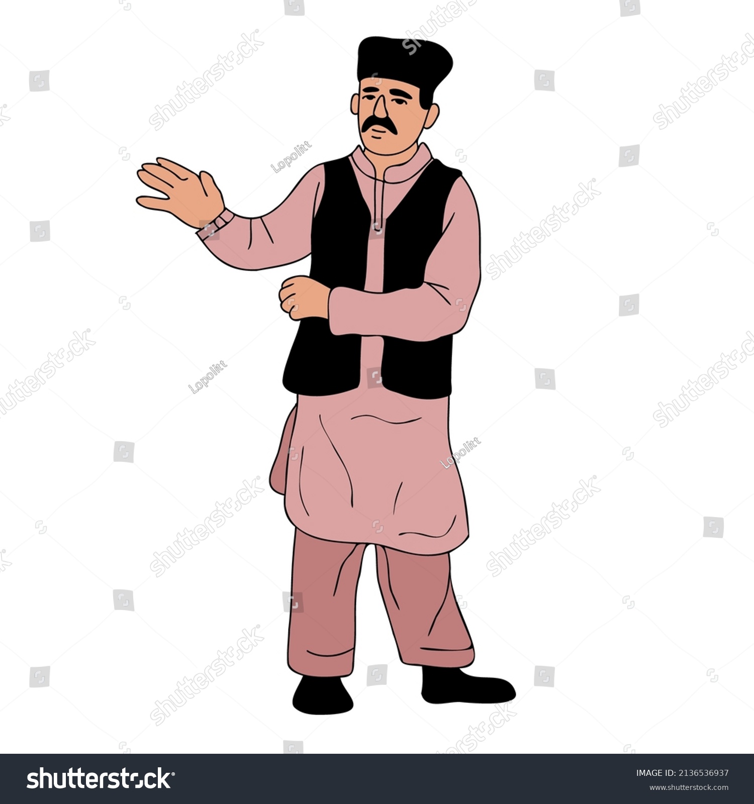 Man Wearing National Dress Pakistan Shalwar Stock Vector (Royalty Free ...