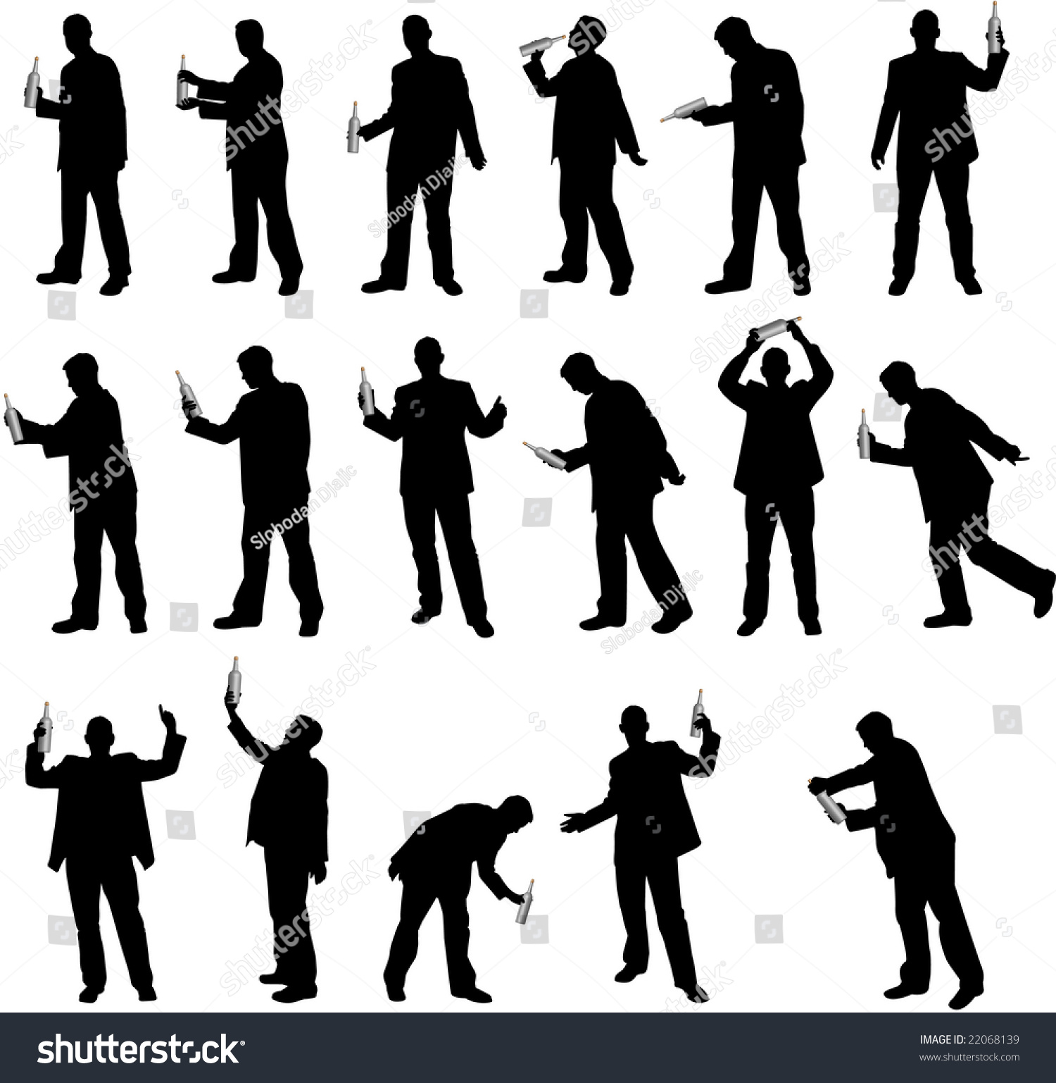 Man Bottle Drinking Silhouettes Stock Vector 22068139 - Shutterstock