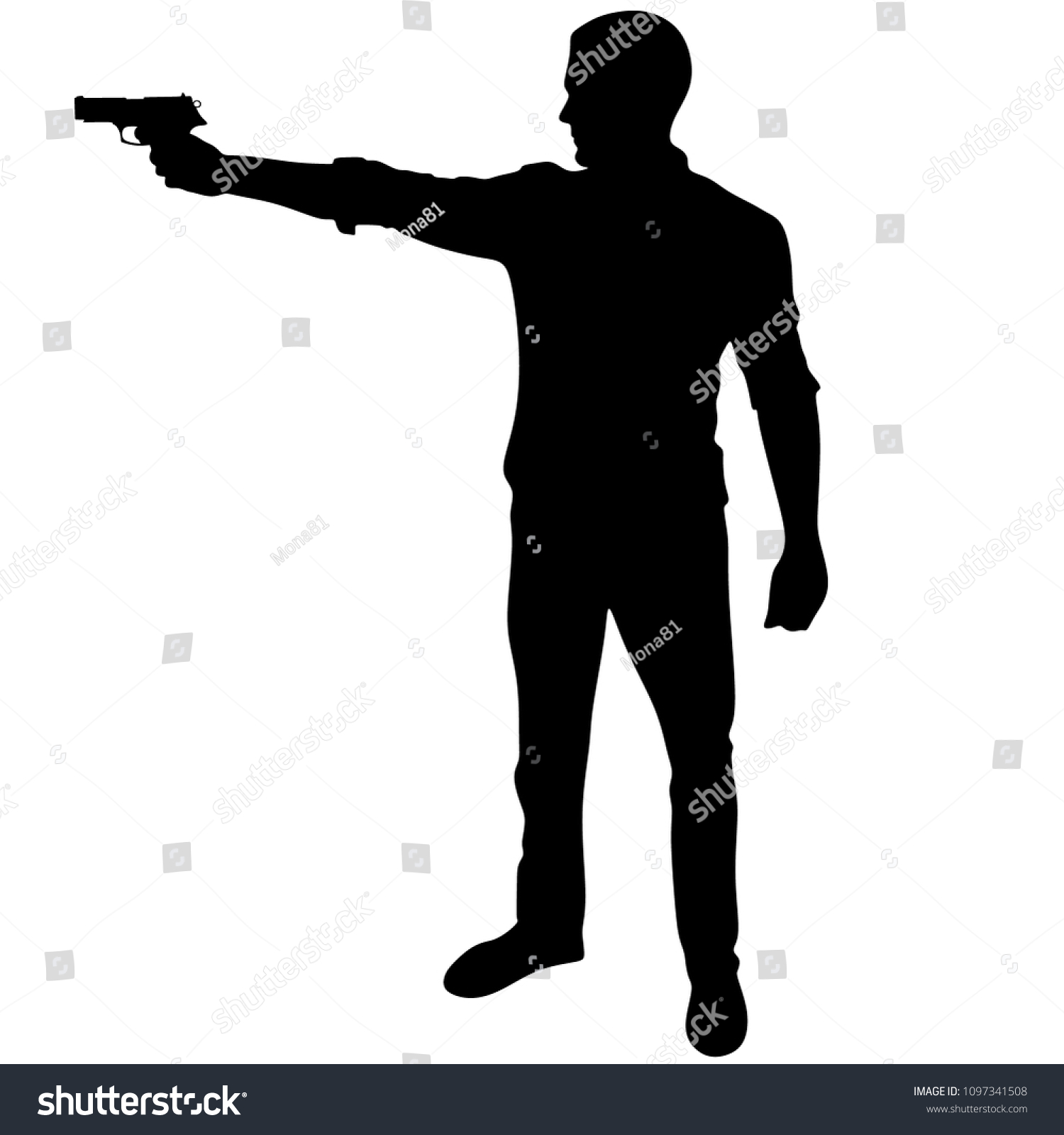 Man Pistol Silhouette On White Background Stock Vector (Royalty Free ...