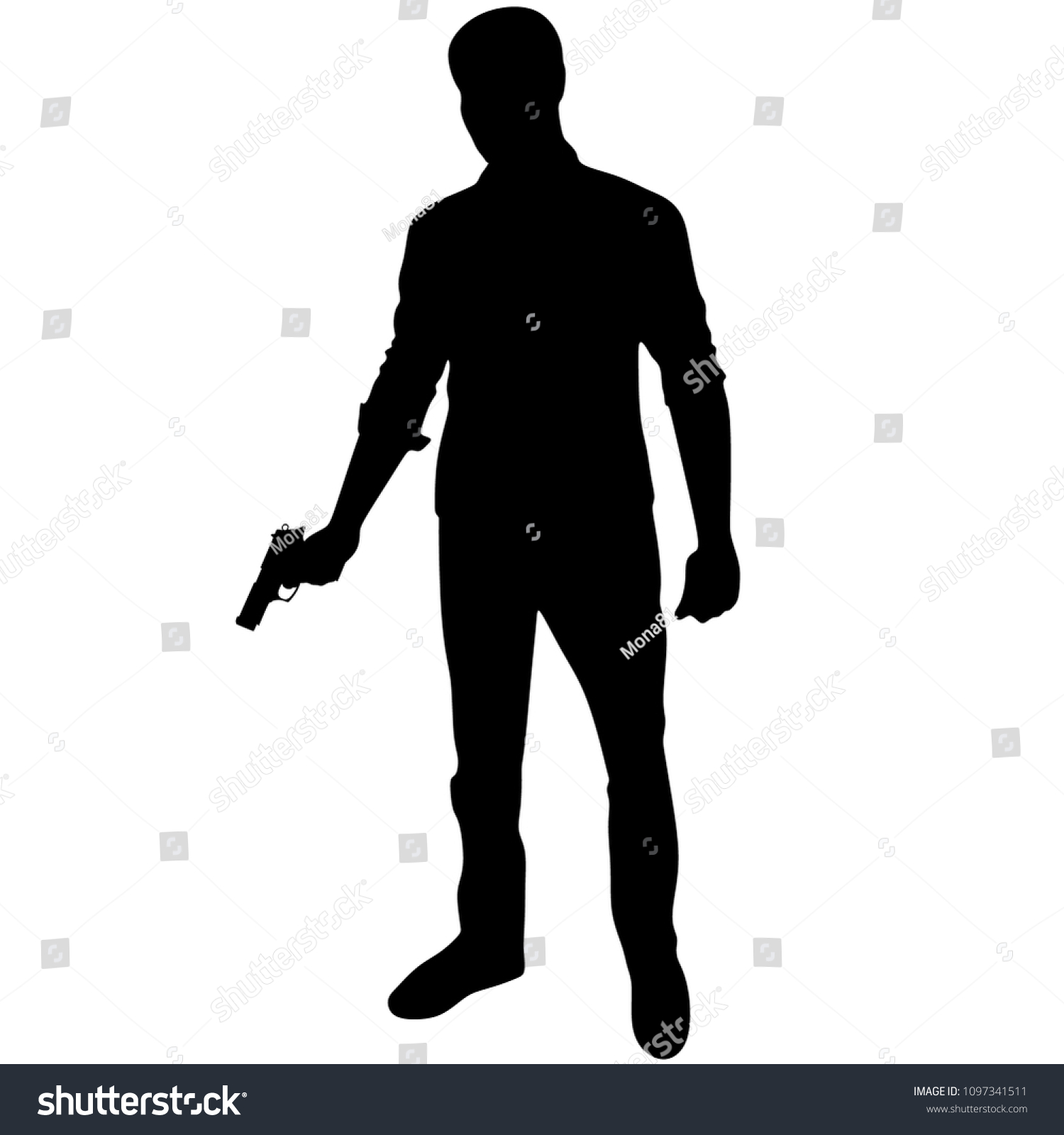 Man Pistol Silhouette On White Background Stock Vector (royalty Free 